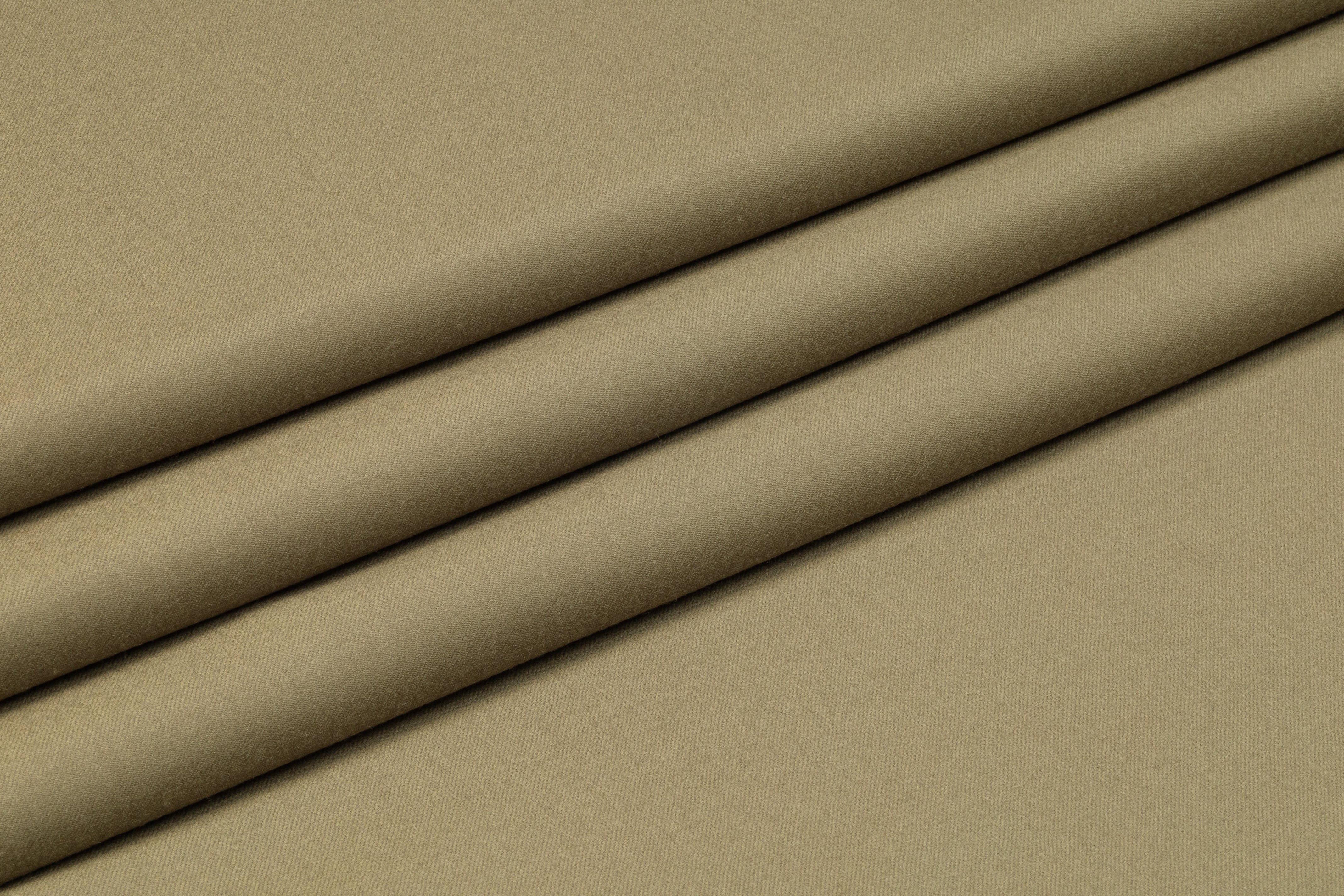 Super 130s English Merino Wool Flannel Suiting - Olive Khaki