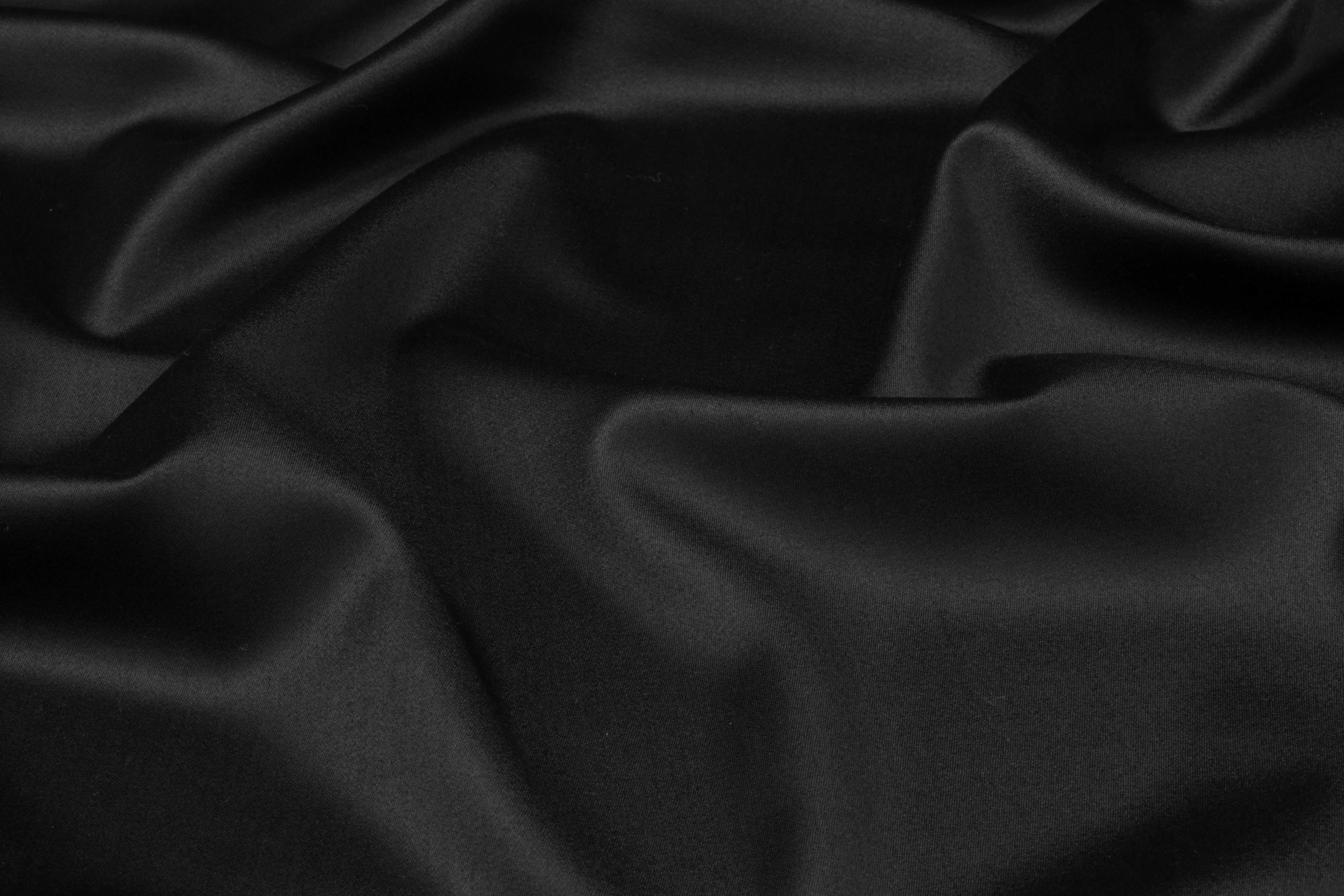 Super 120s Italian Satin Faille Wool Suiting - Black