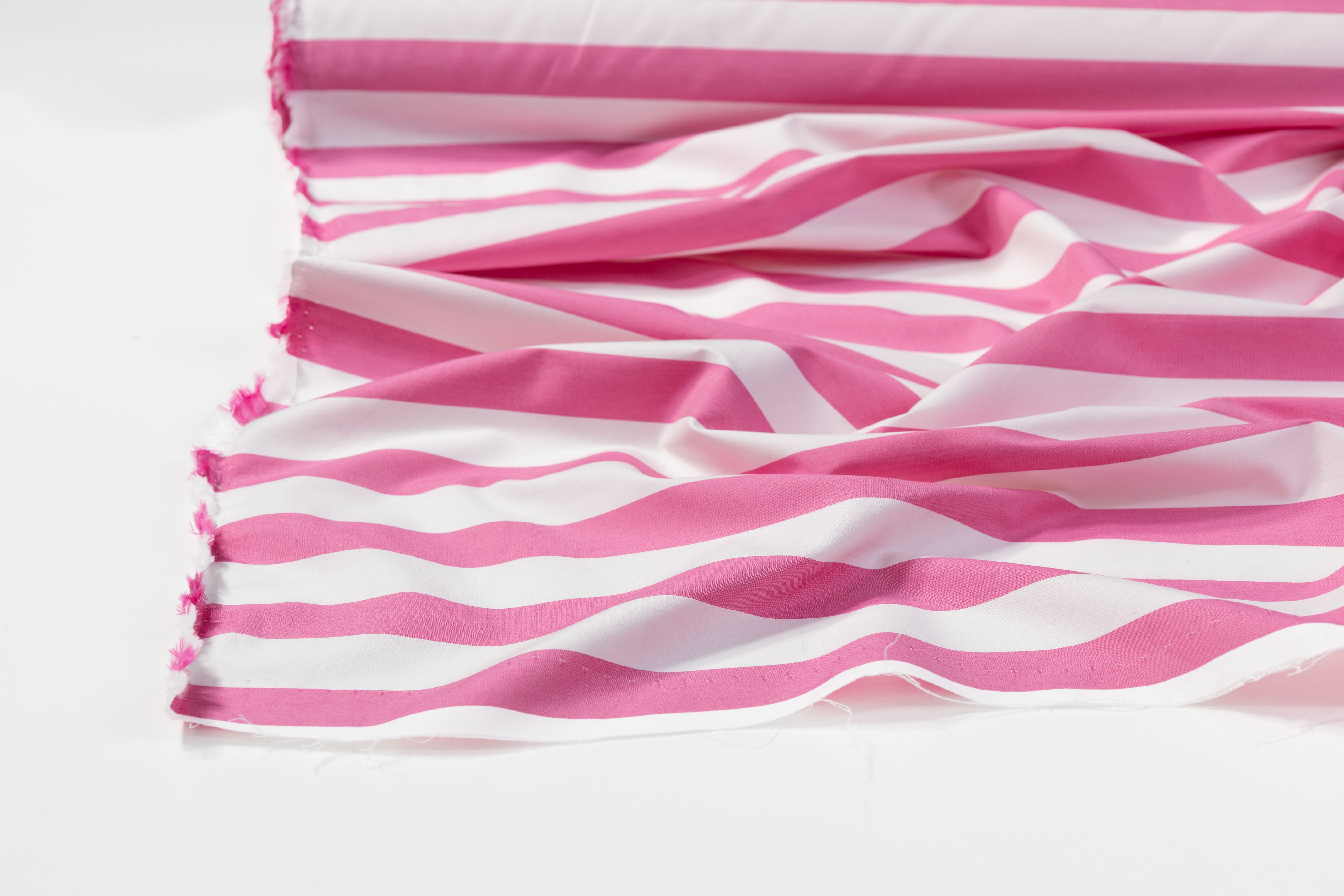 Striped Cotton Shirting - Pink / White
