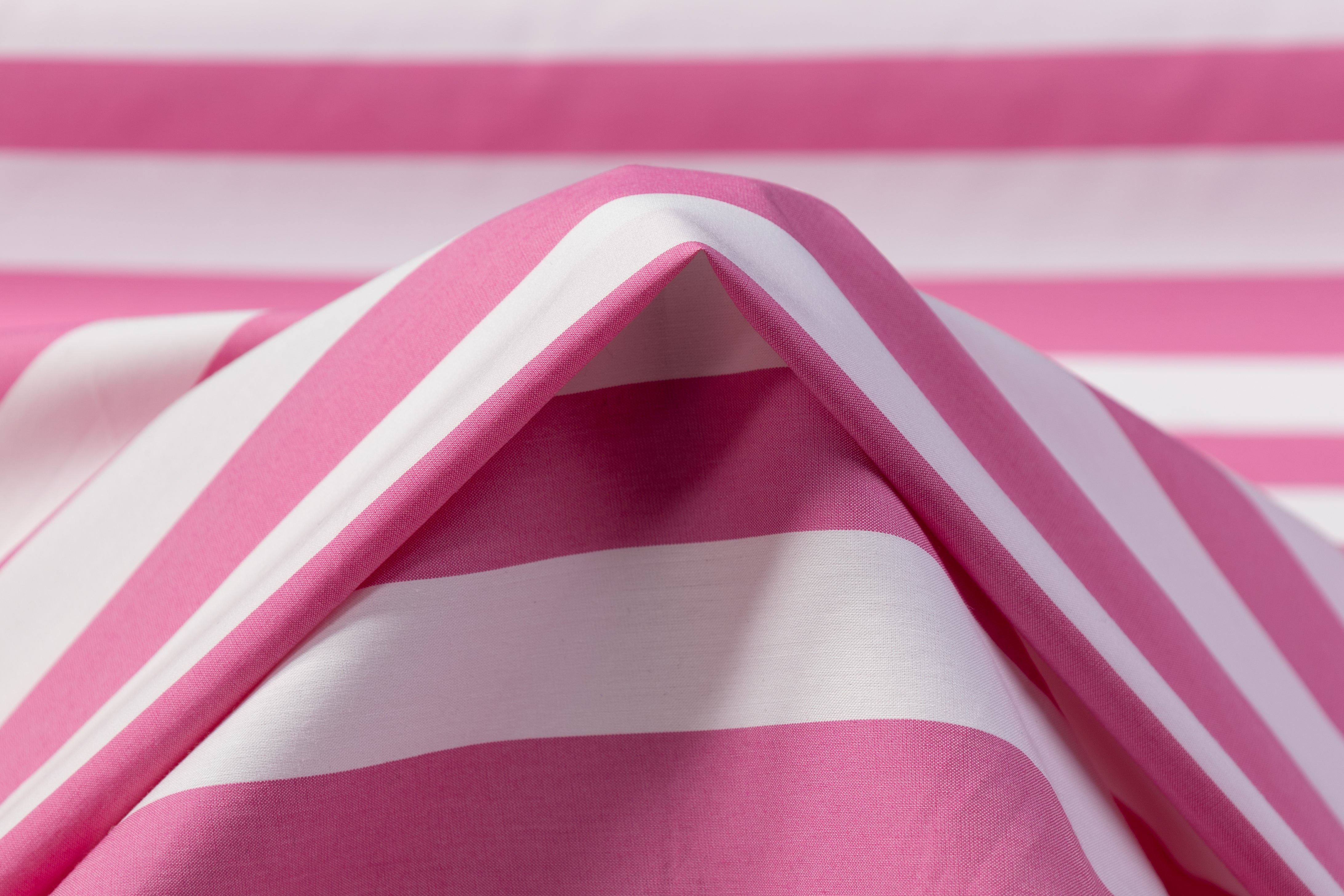 Striped Cotton Shirting - Pink / White