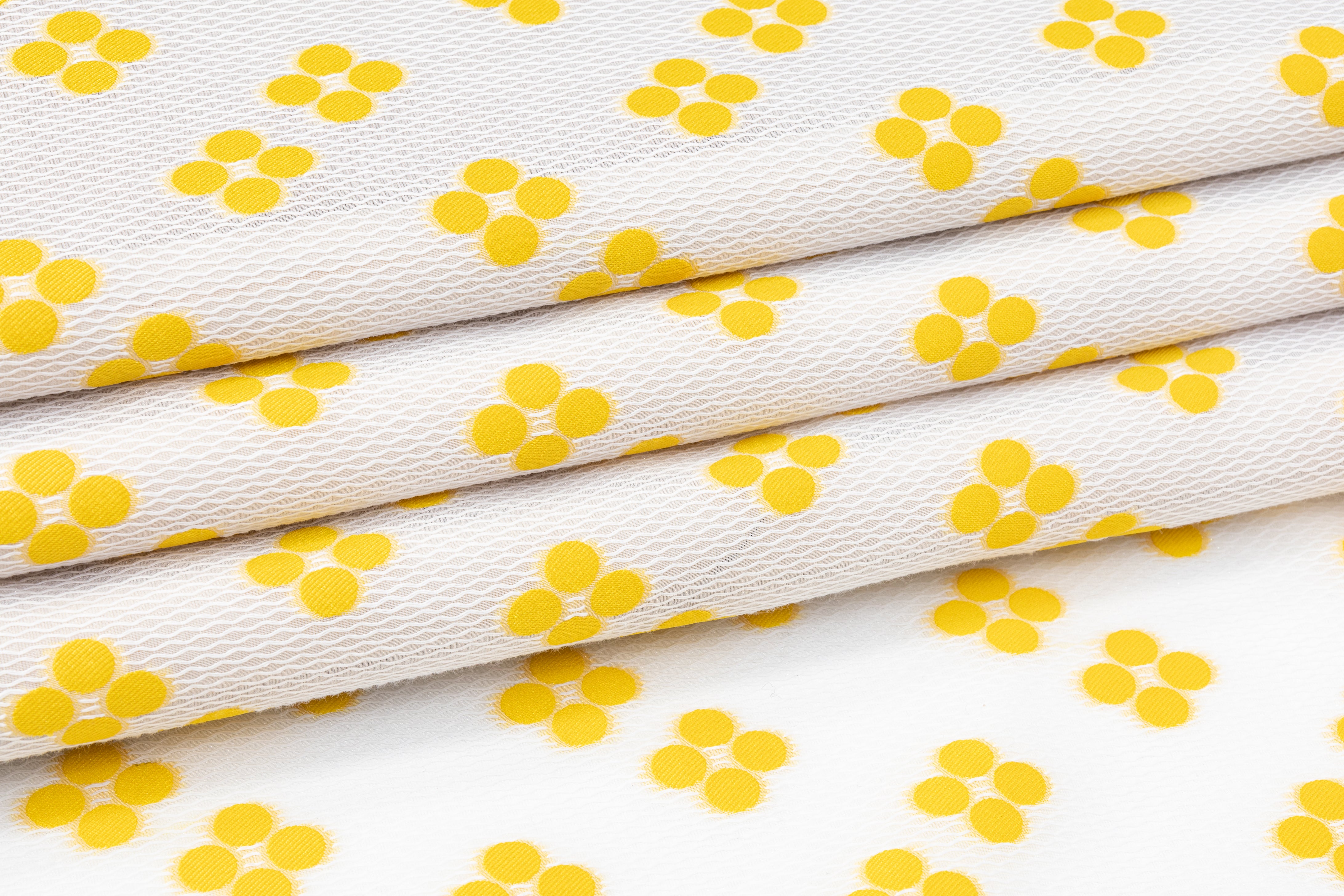 Embroidered Polyester Organza - White / Yellow