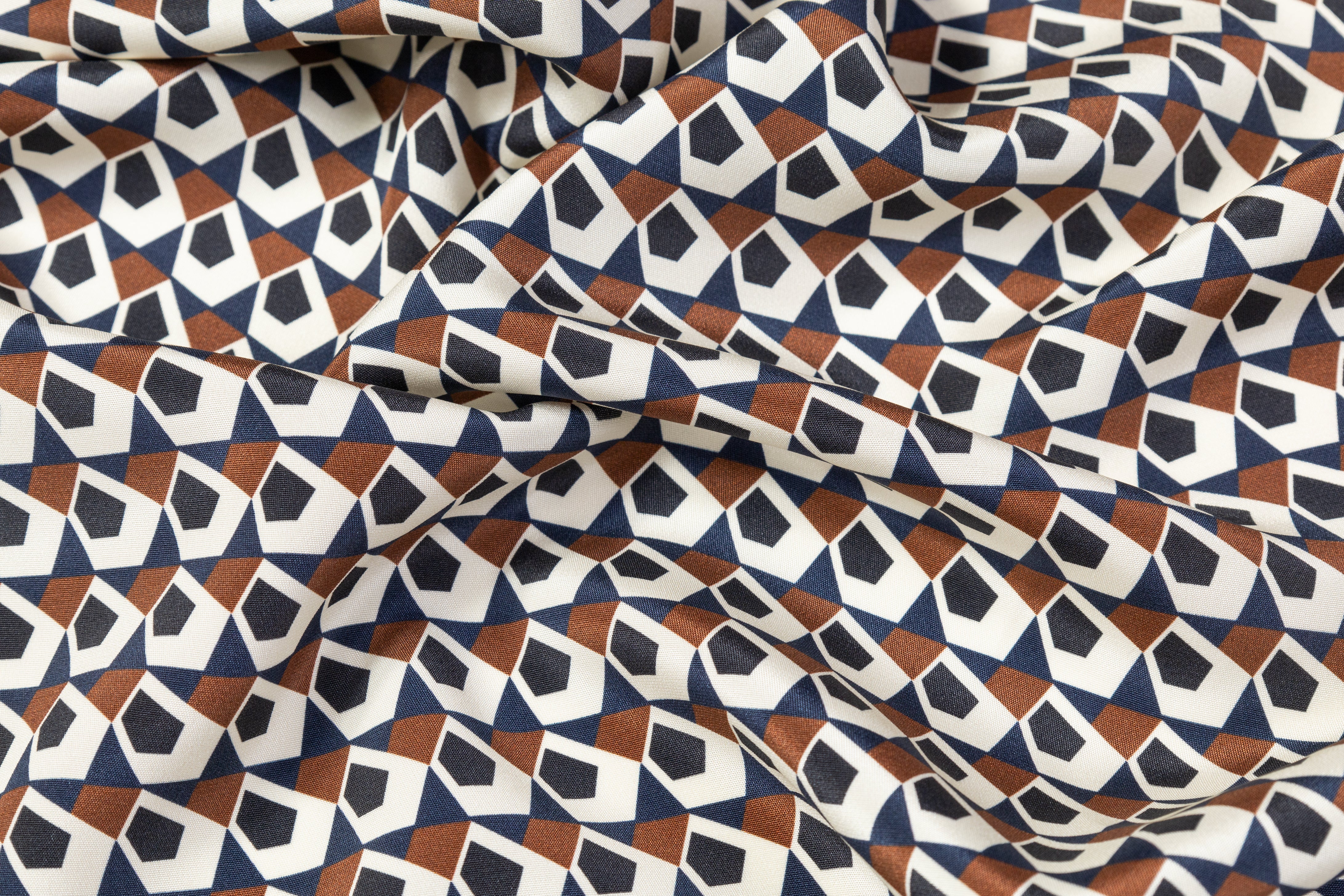 Geometric 4-Ply Silk - Navy / Rust / Black / White