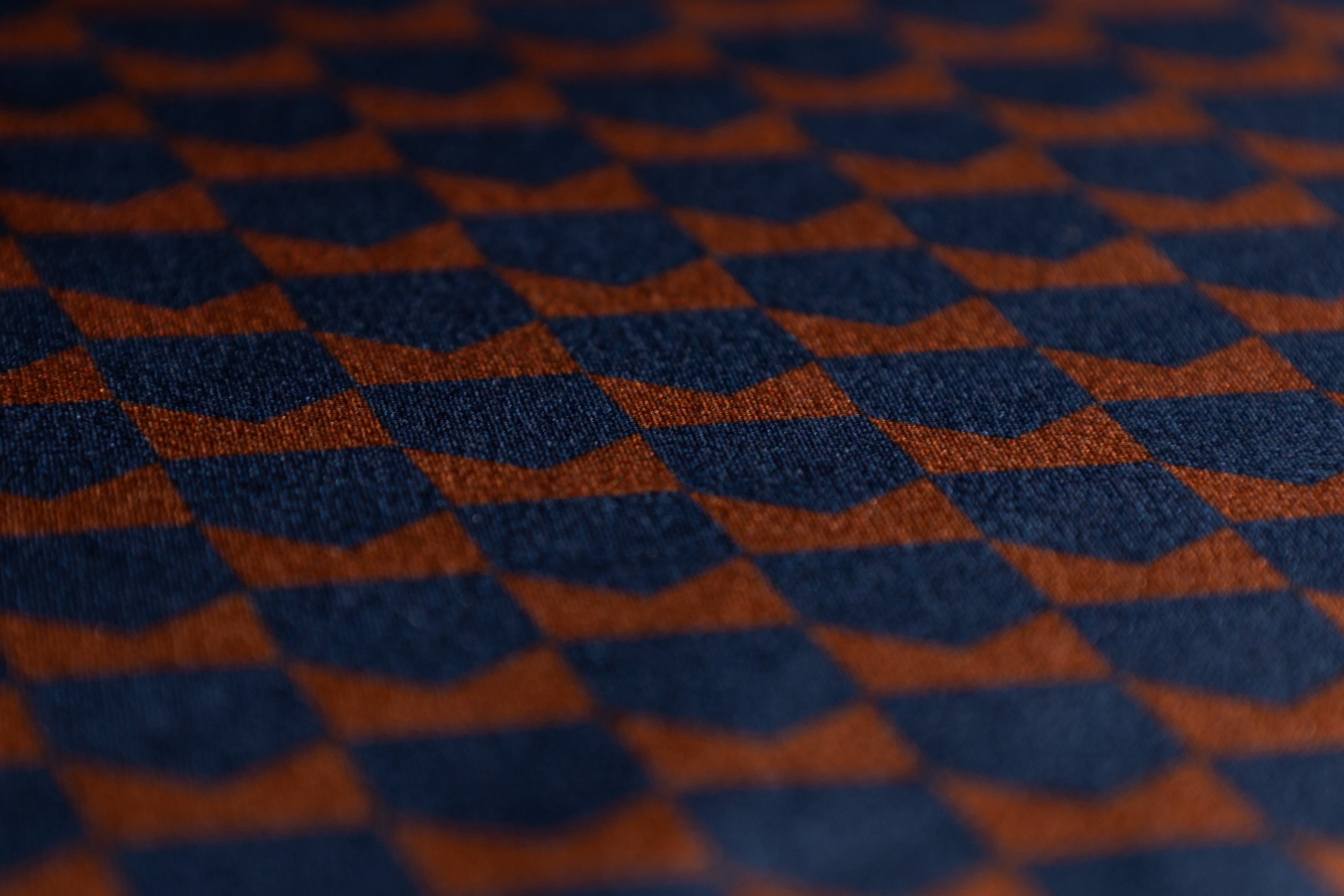 Geometric Silk Charmeuse - Navy / Rust