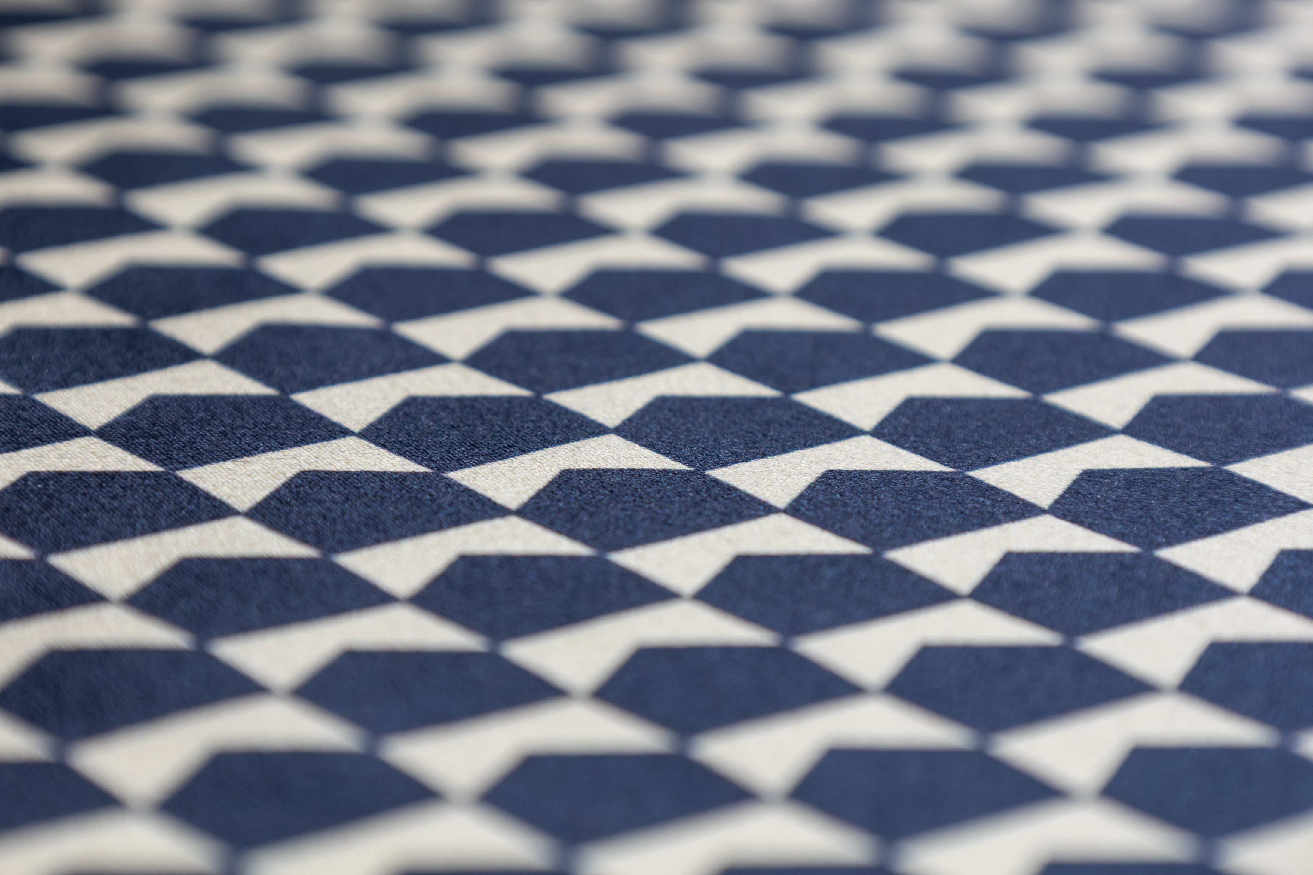 Geometric Silk Charmeuse - Navy / White