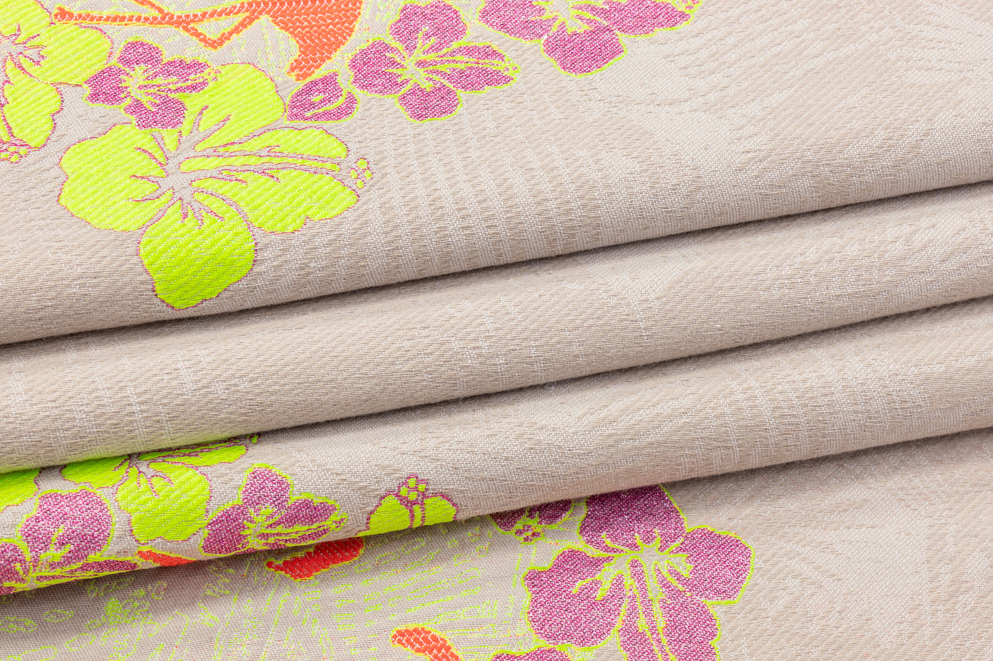 Floral Flamingo Metallic Rayon Poly Brocade - Multicolor