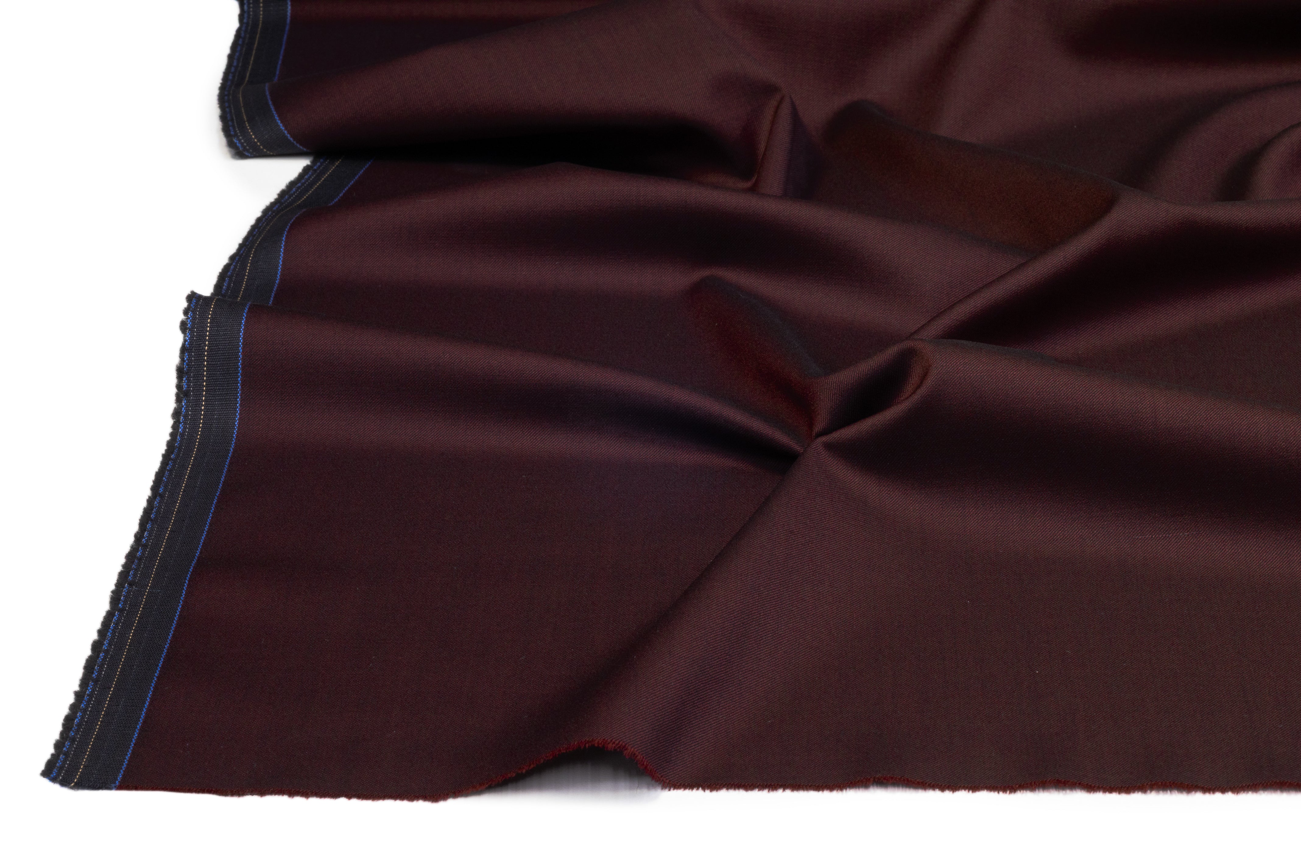 Two Tone Italian Wool Suiting - Burgundy / Black