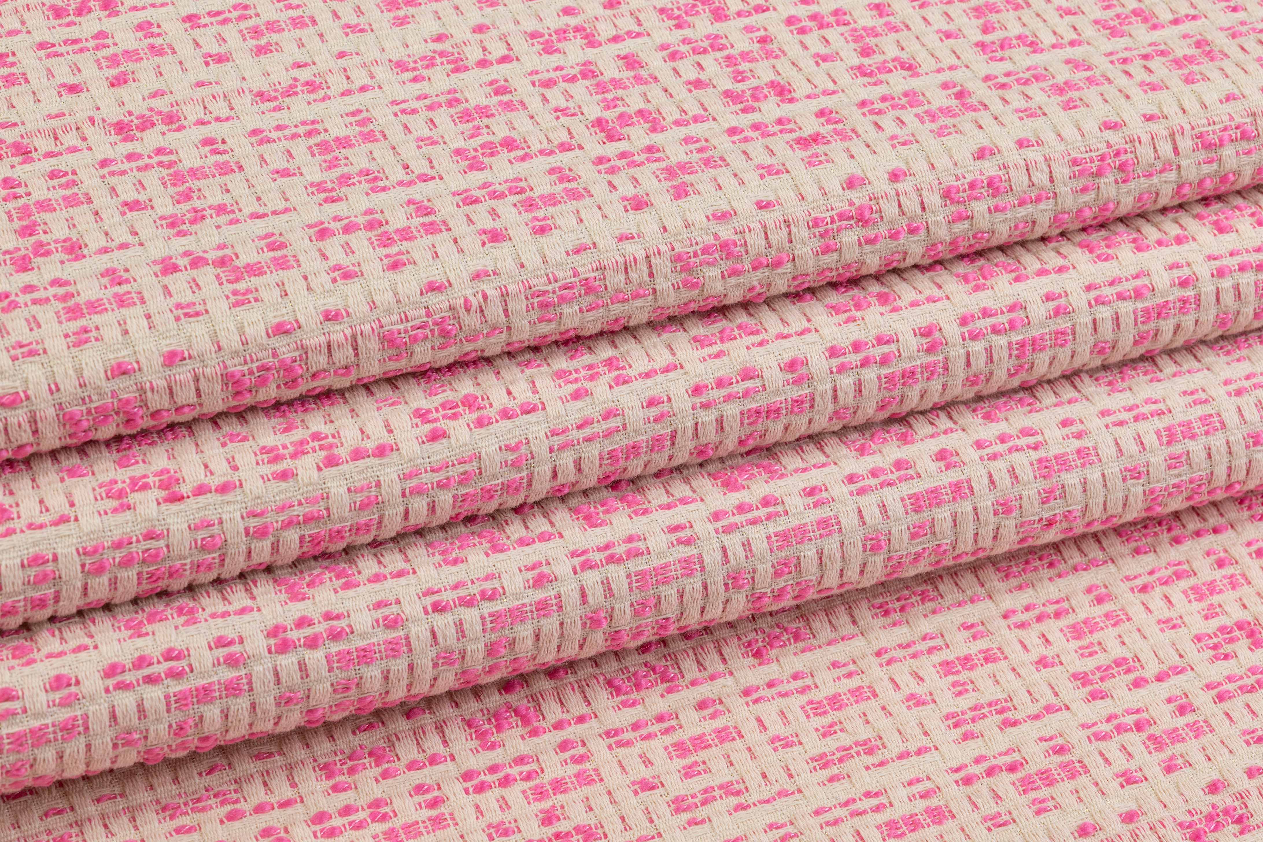 Poly Rayon Tweed - White / Pink
