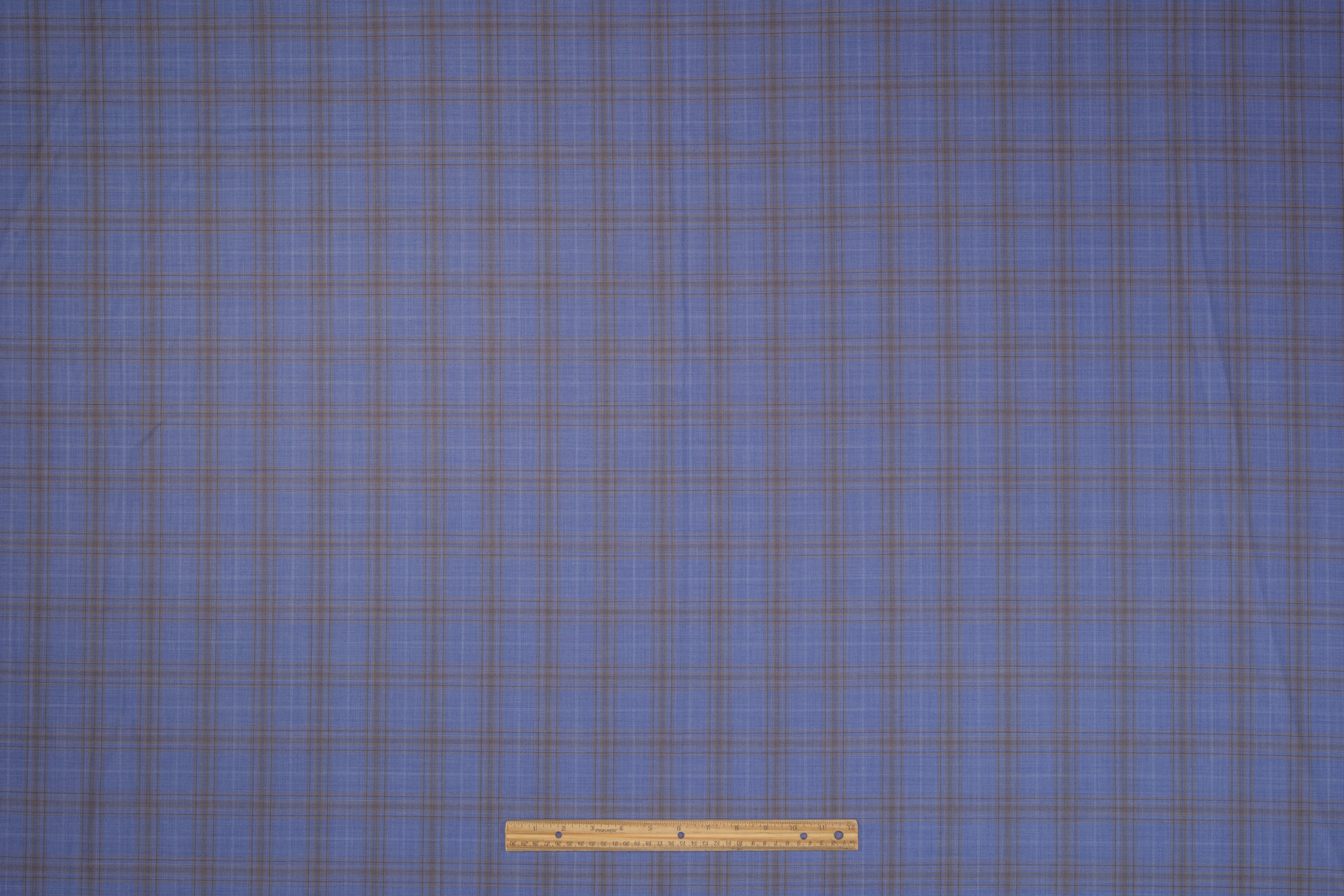 Superfine Italian Wool Suiting - Cornflower Blue / Tan