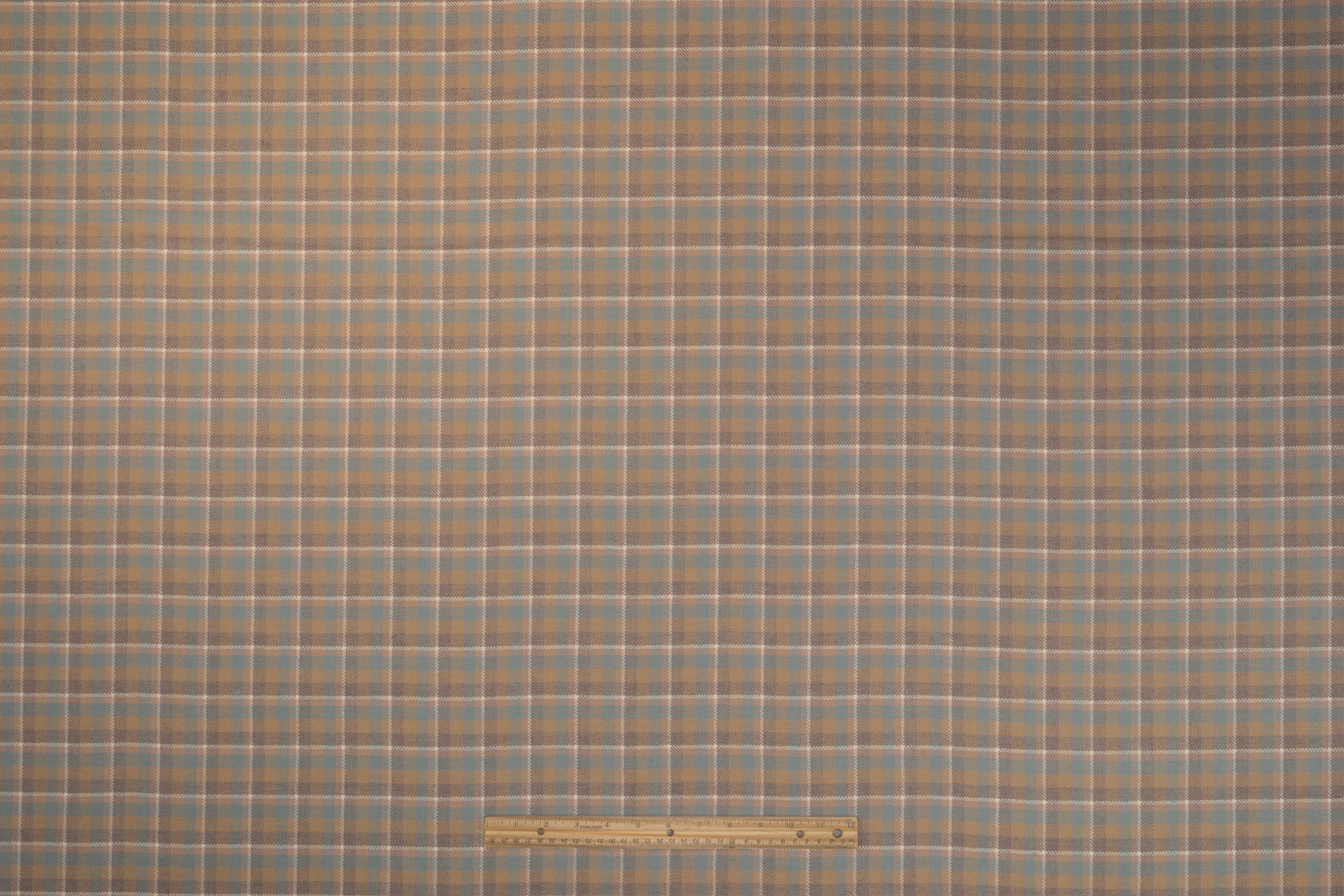 Checked Italian Wool Suiting - Beige / Taupe / Blue