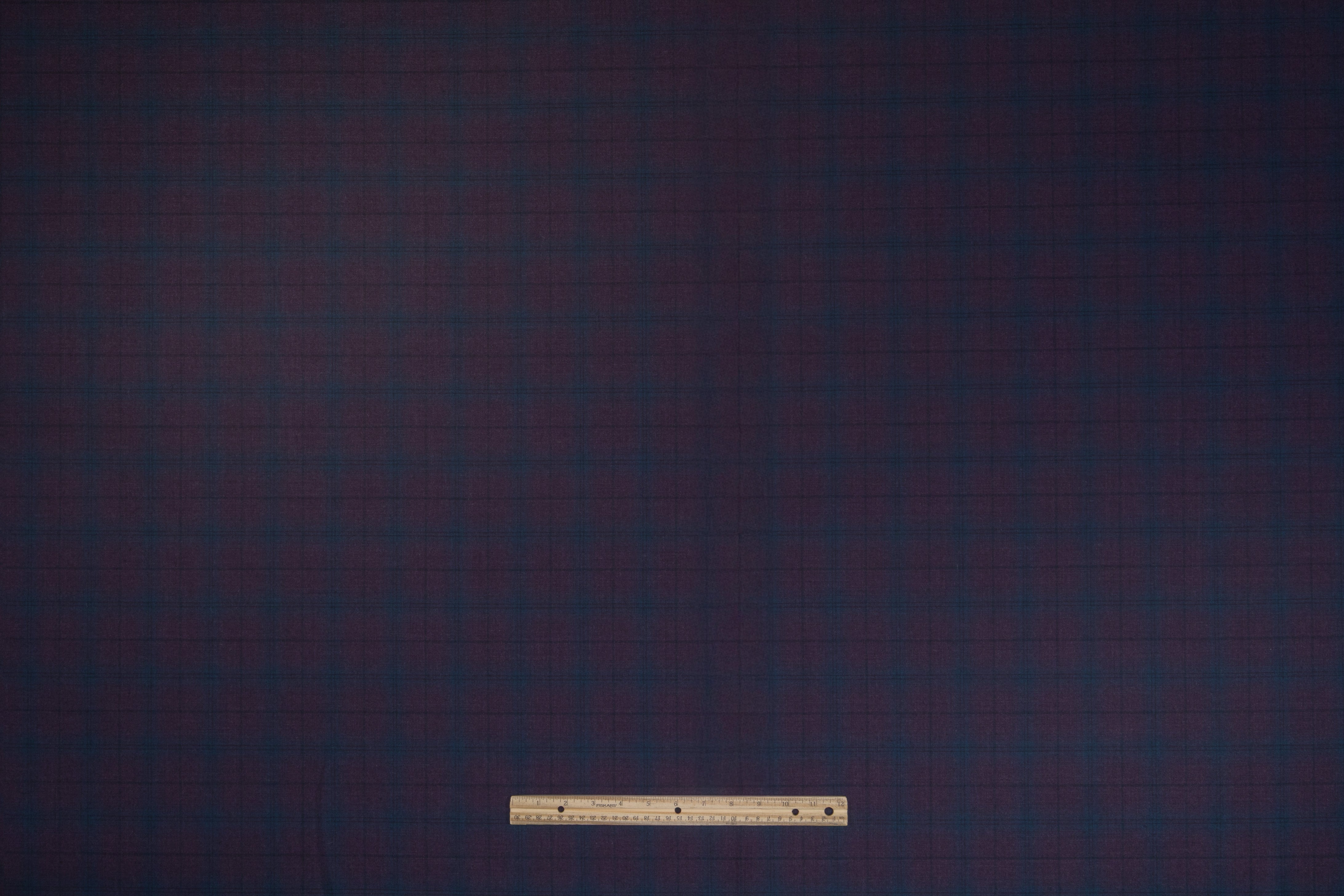 Superfine Italian Wool Cashmere Suiting - Aubergine / Teal