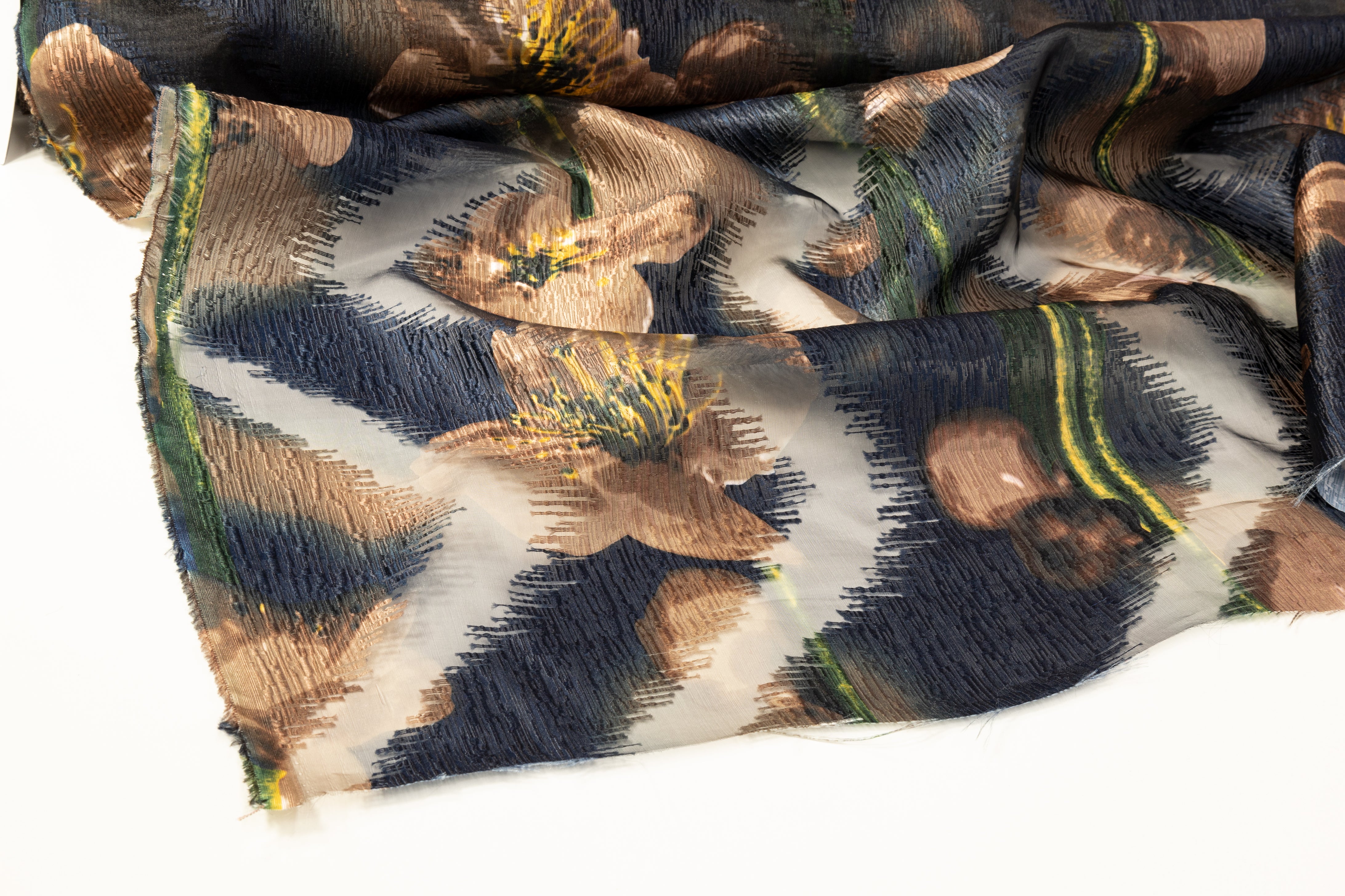 Abstract Textured Organza Burnout Brocade - Multicolor