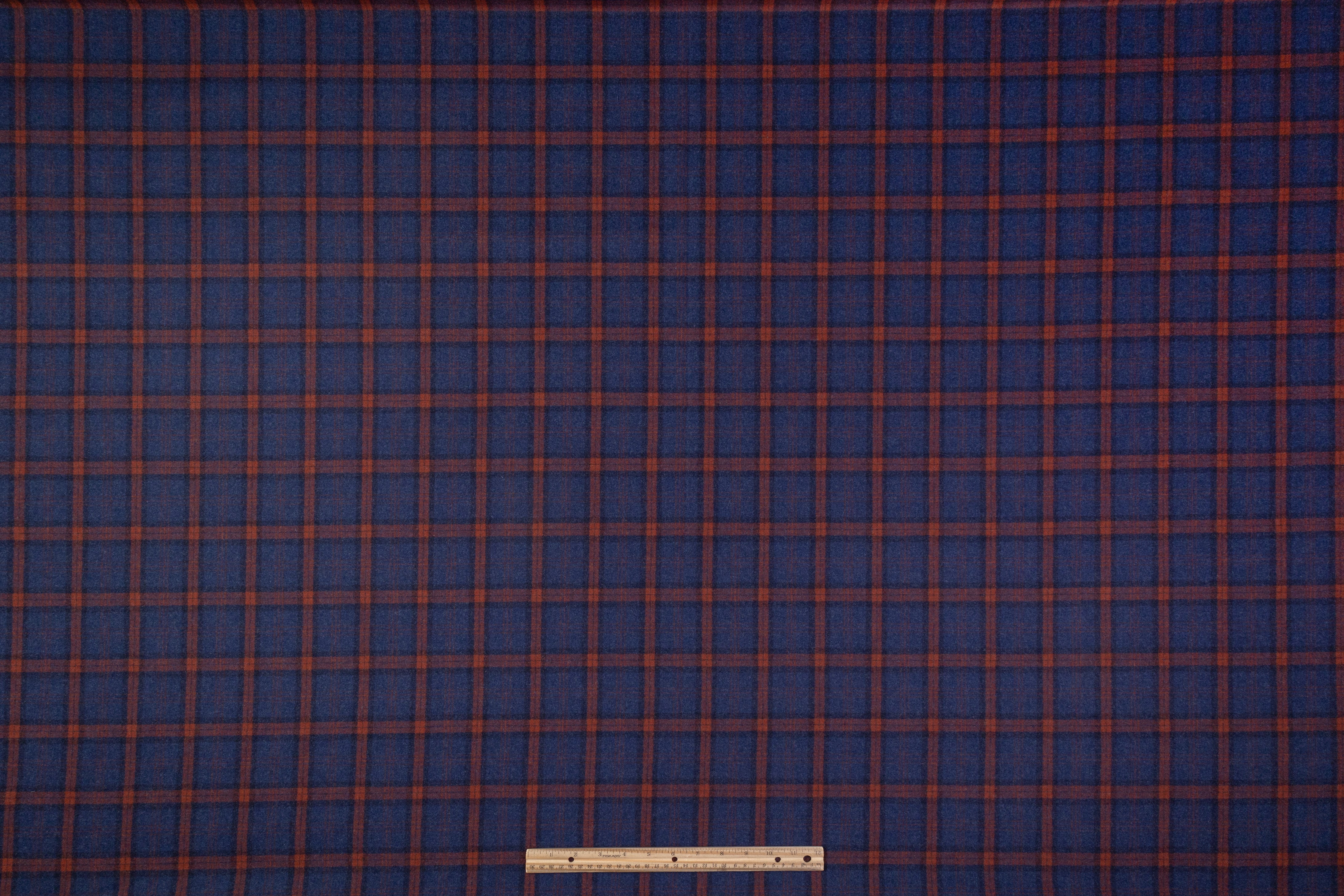 Ariston Napoli - Plaid Italian Wool and Cashmere - Rust / Blue