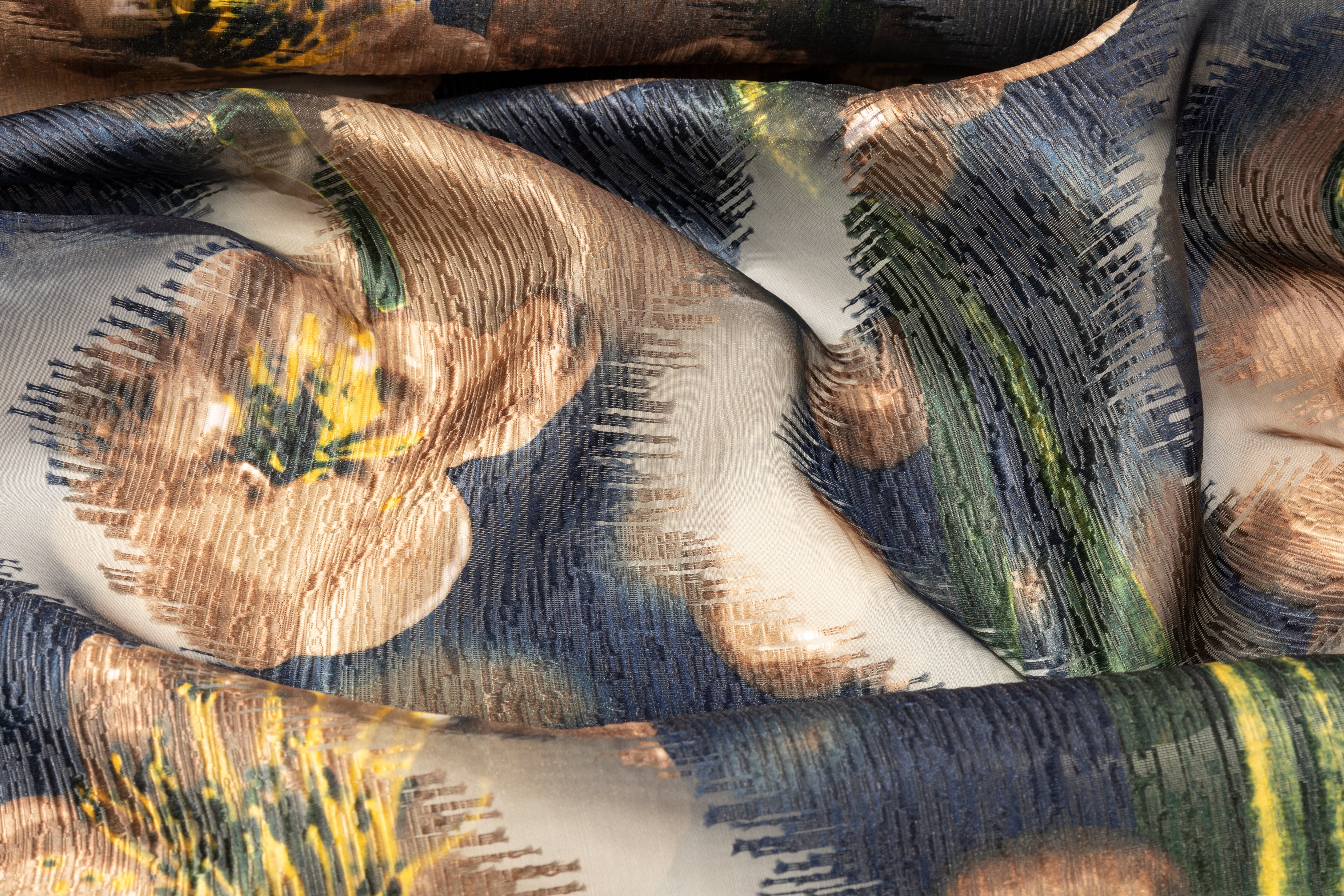 Abstract Textured Organza Burnout Brocade - Multicolor