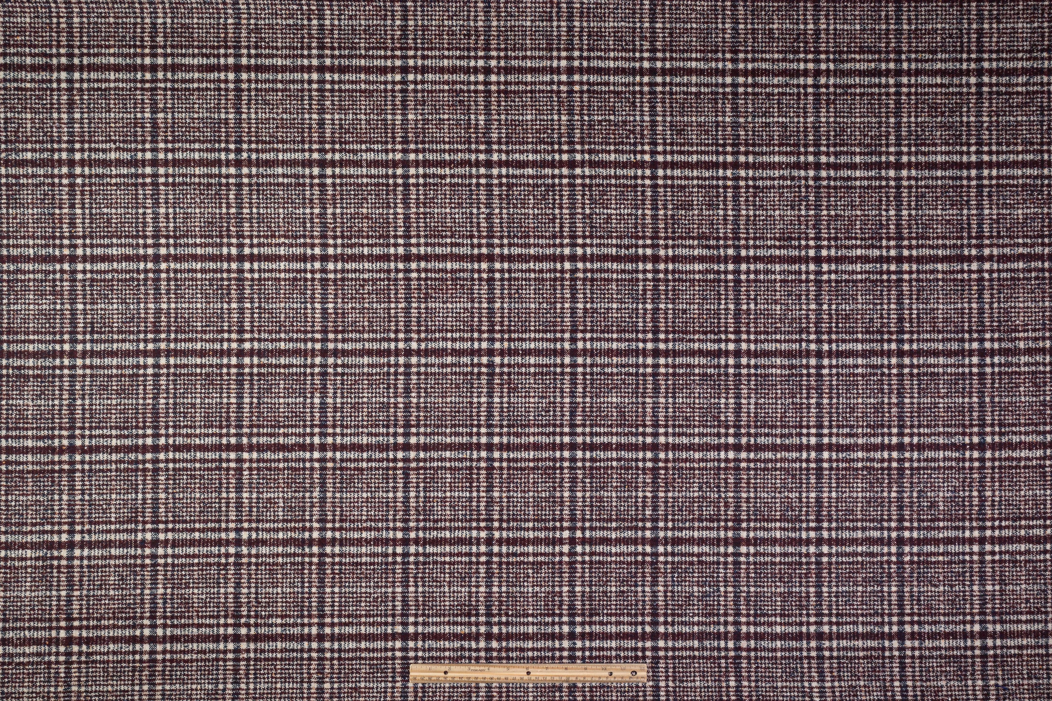 Ralph Lauren - Checked Italian Wool Blend Tweed Coating - Burgundy / Navy