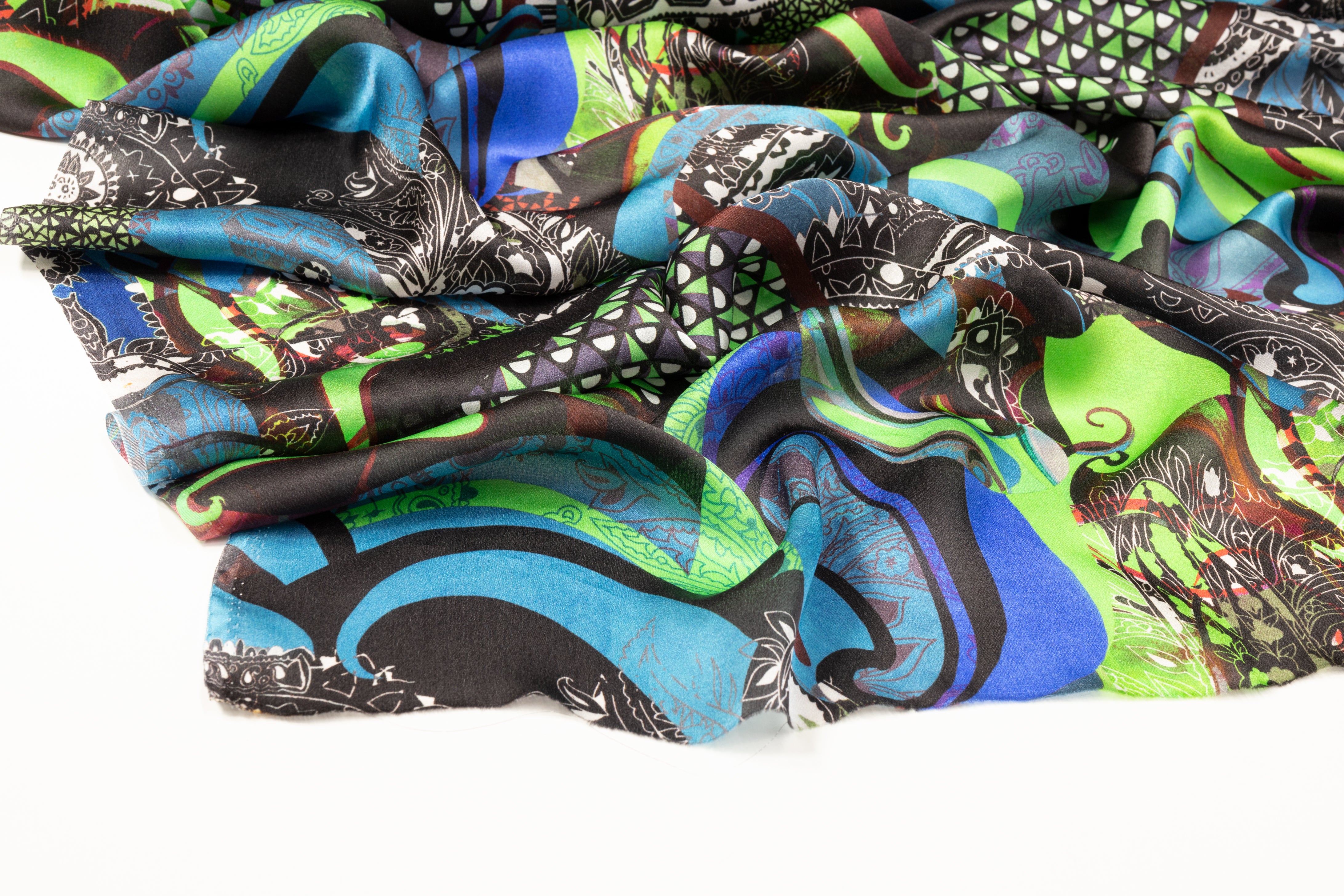 Abstract Italian Silk Habotai - Multicolor