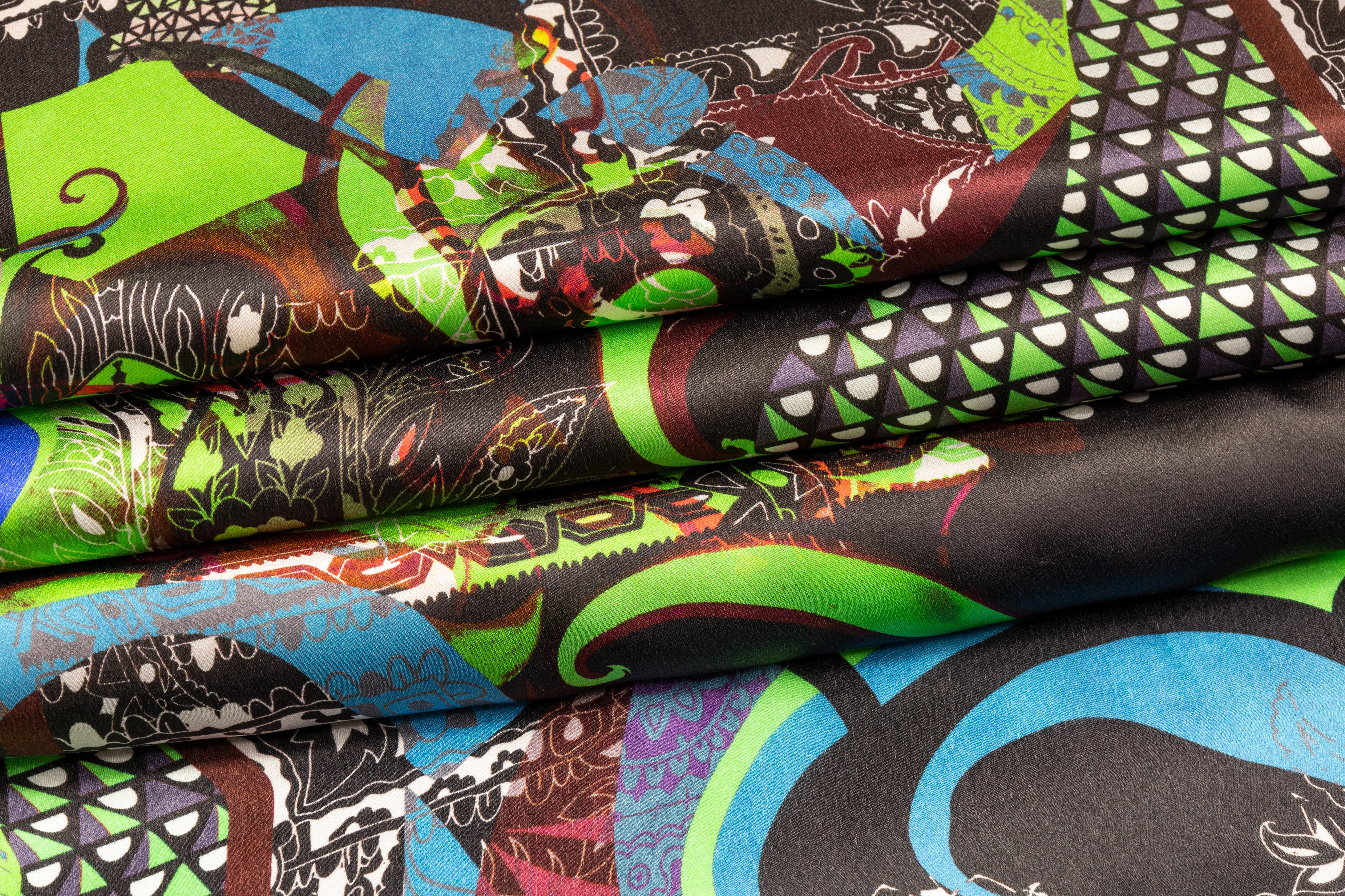 Abstract Italian Silk Habotai - Multicolor