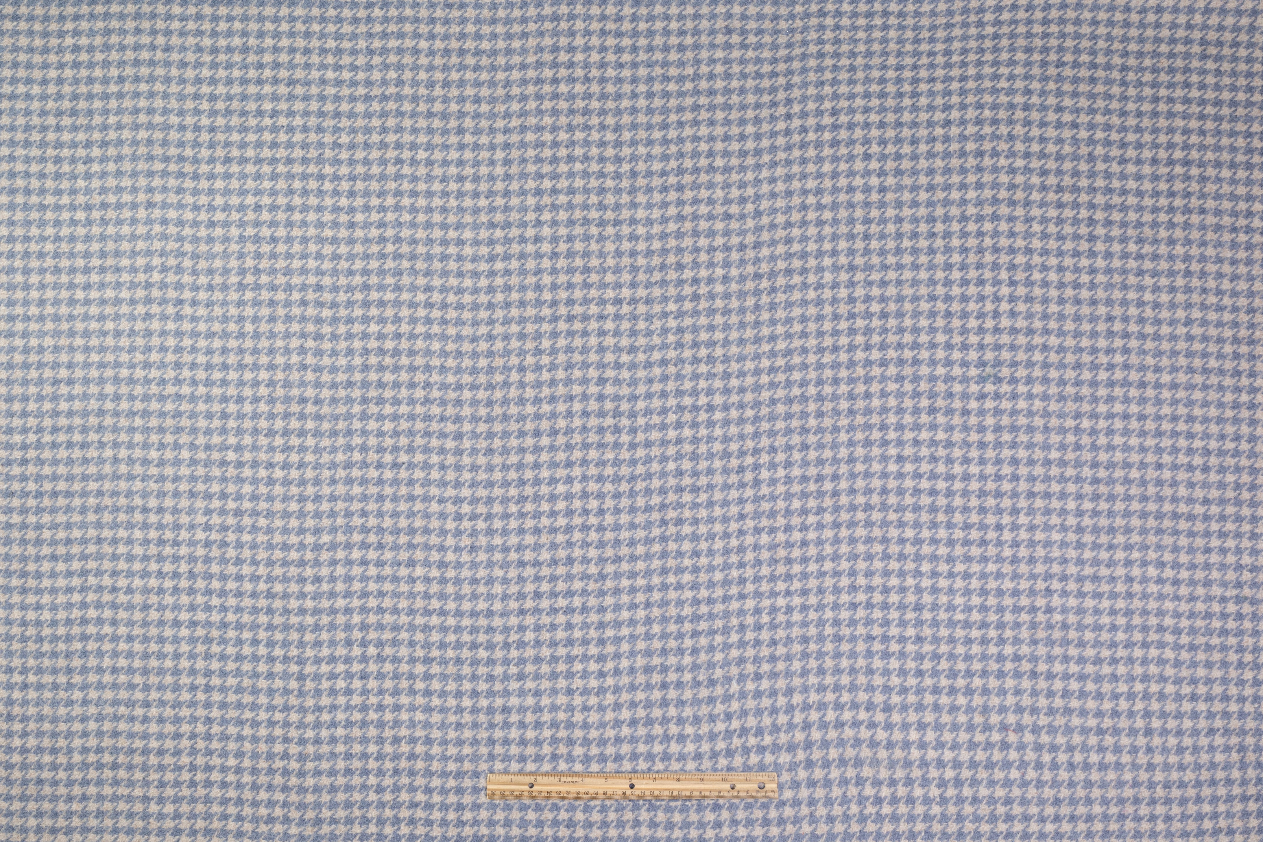 Italian Houndstooth Wool Coating - Blue / Off White