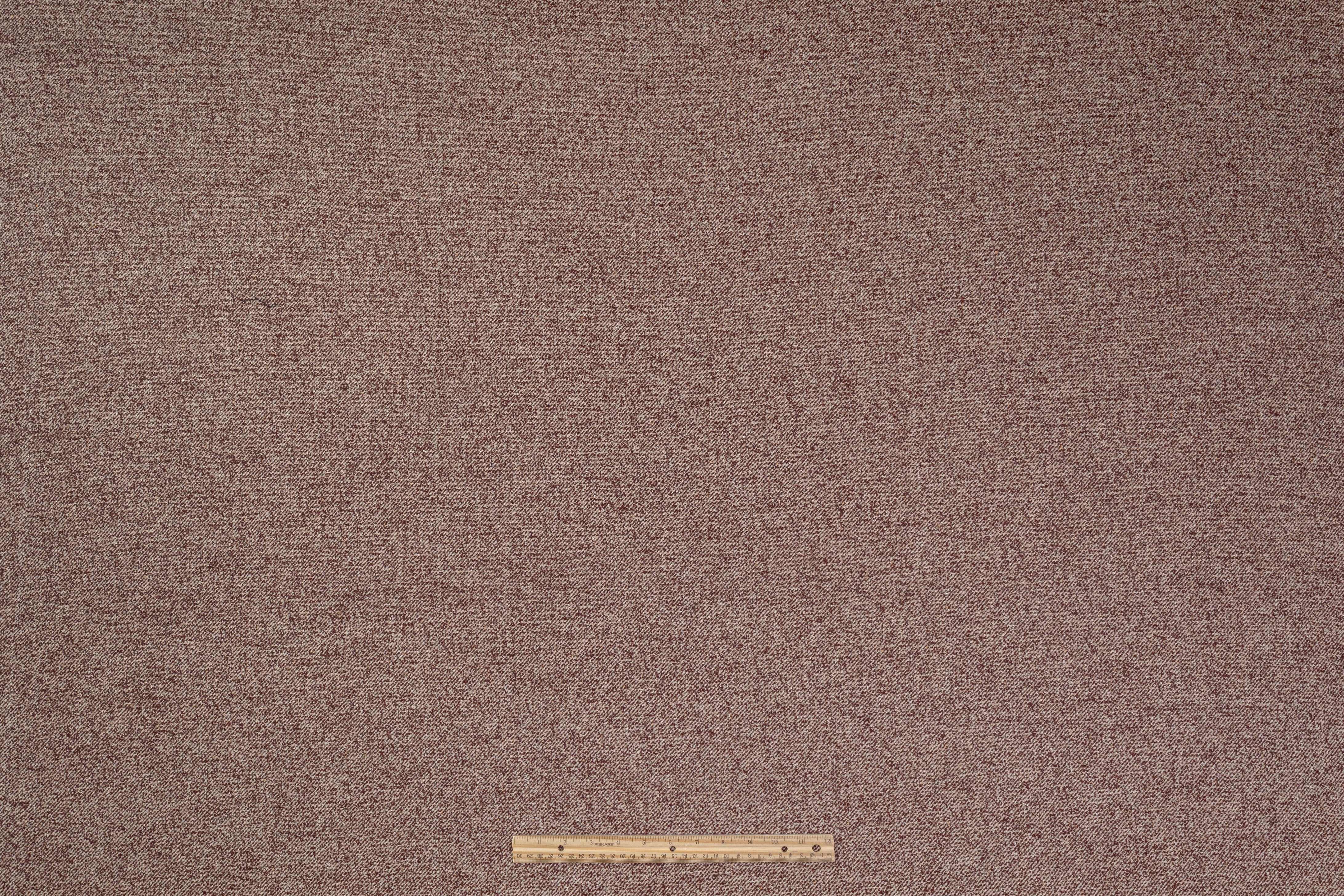 Textured Italian Wool Twill - Burgundy / Beige
