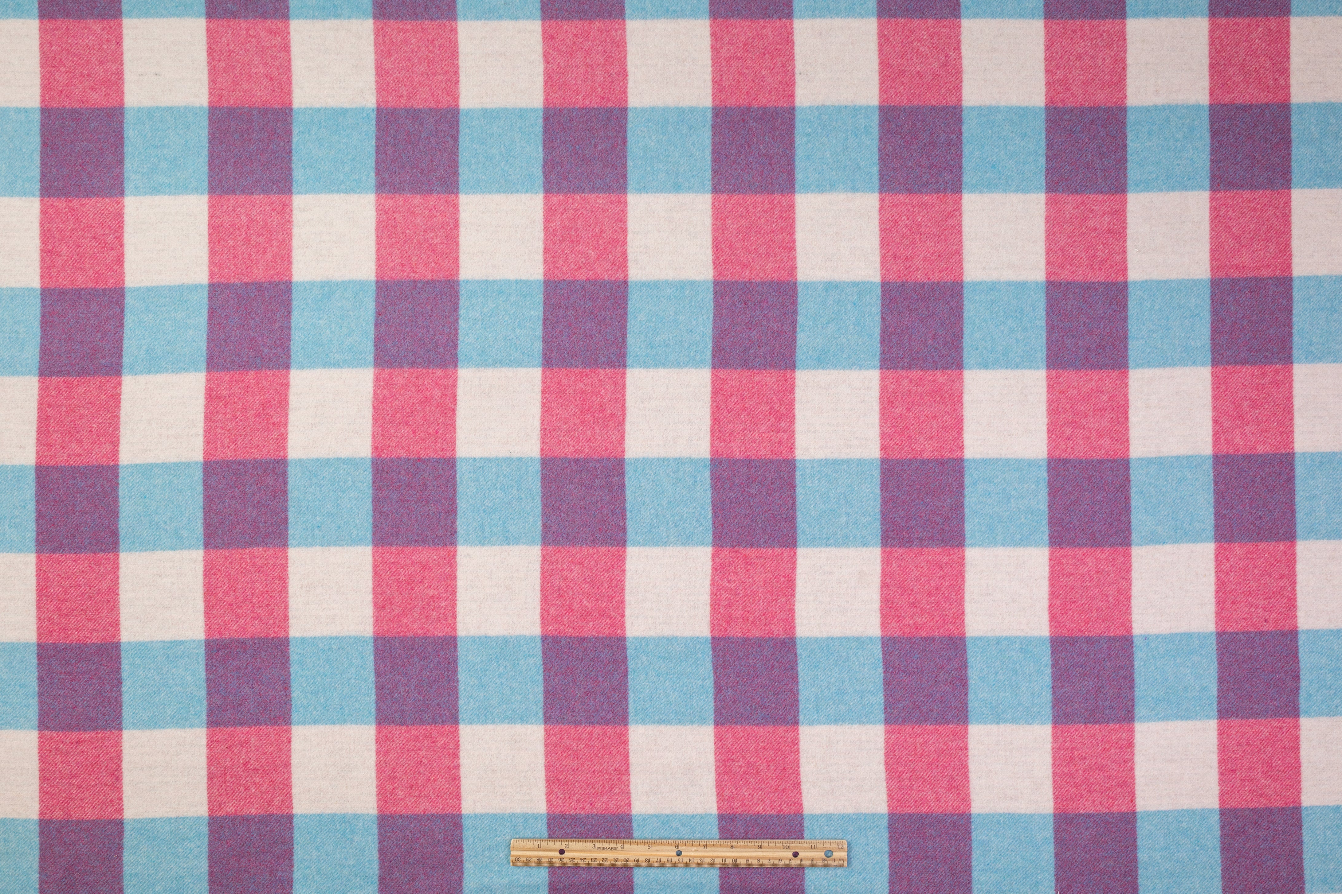 Double Faced Italian Wool Nylon Coating - Pink / Blue / white