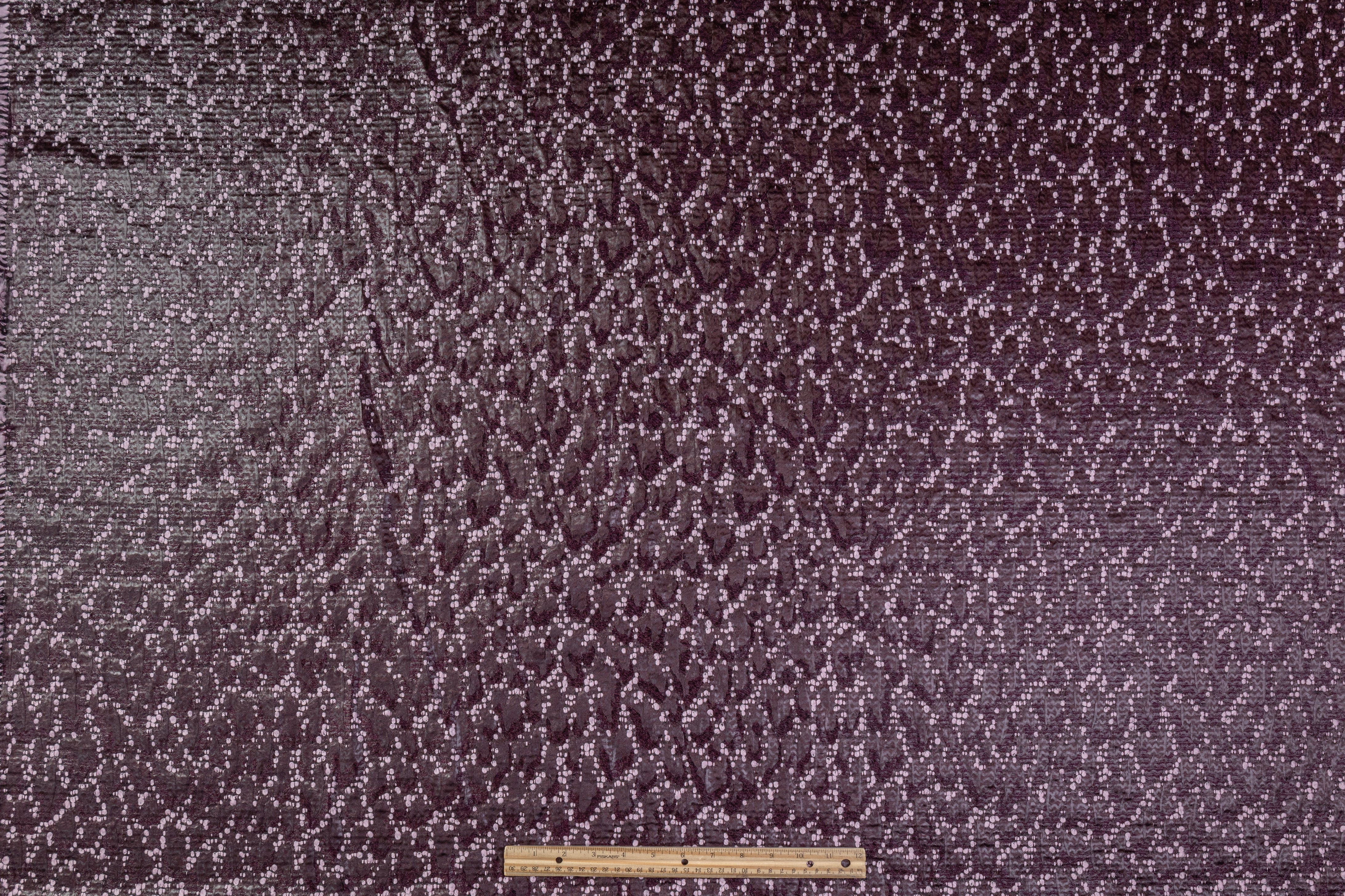 Double Faced Novelty Italian Wool Blend Tweed - Burgundy / Pink