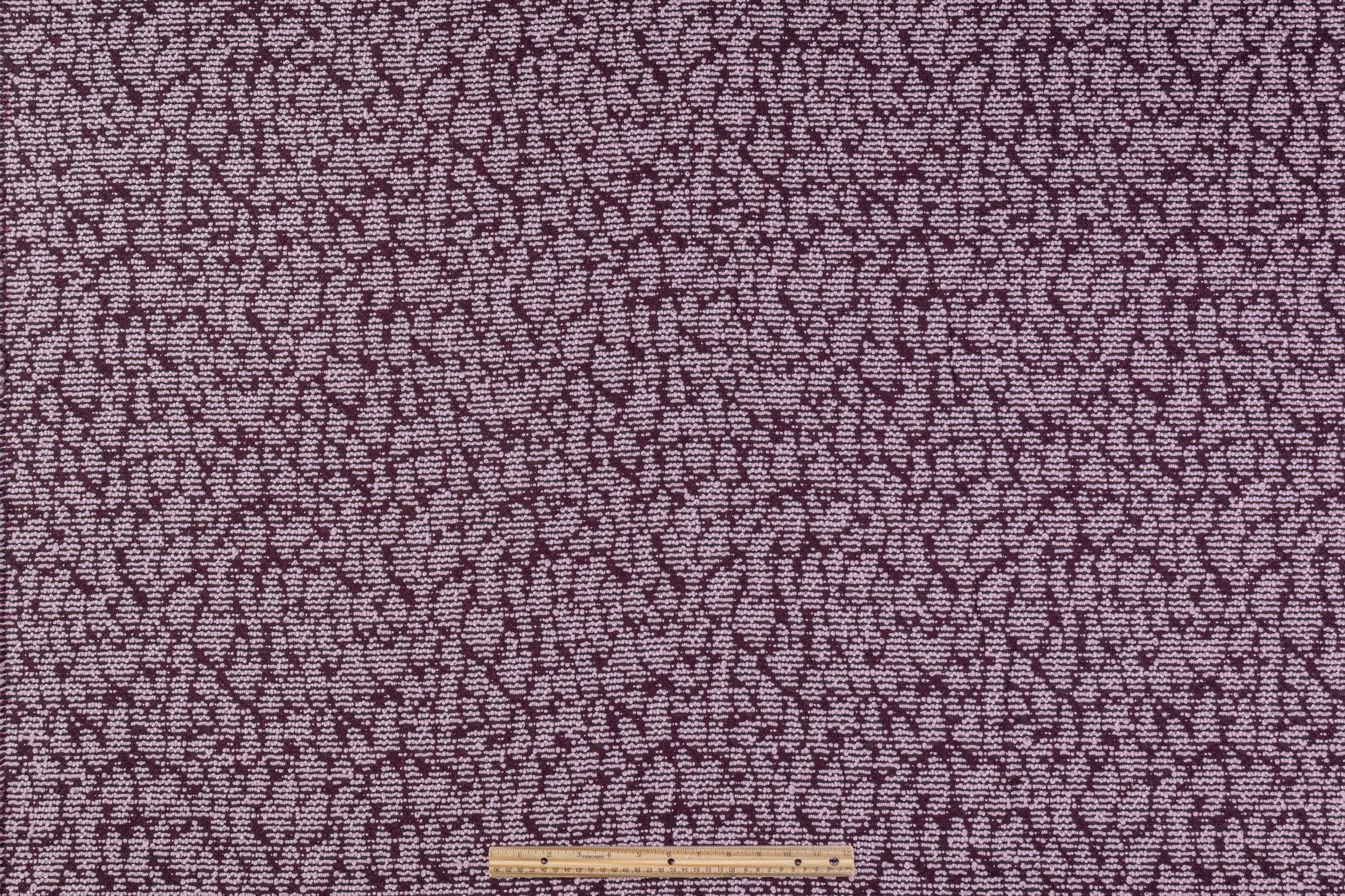 Double Faced Novelty Italian Wool Blend Tweed - Burgundy / Pink