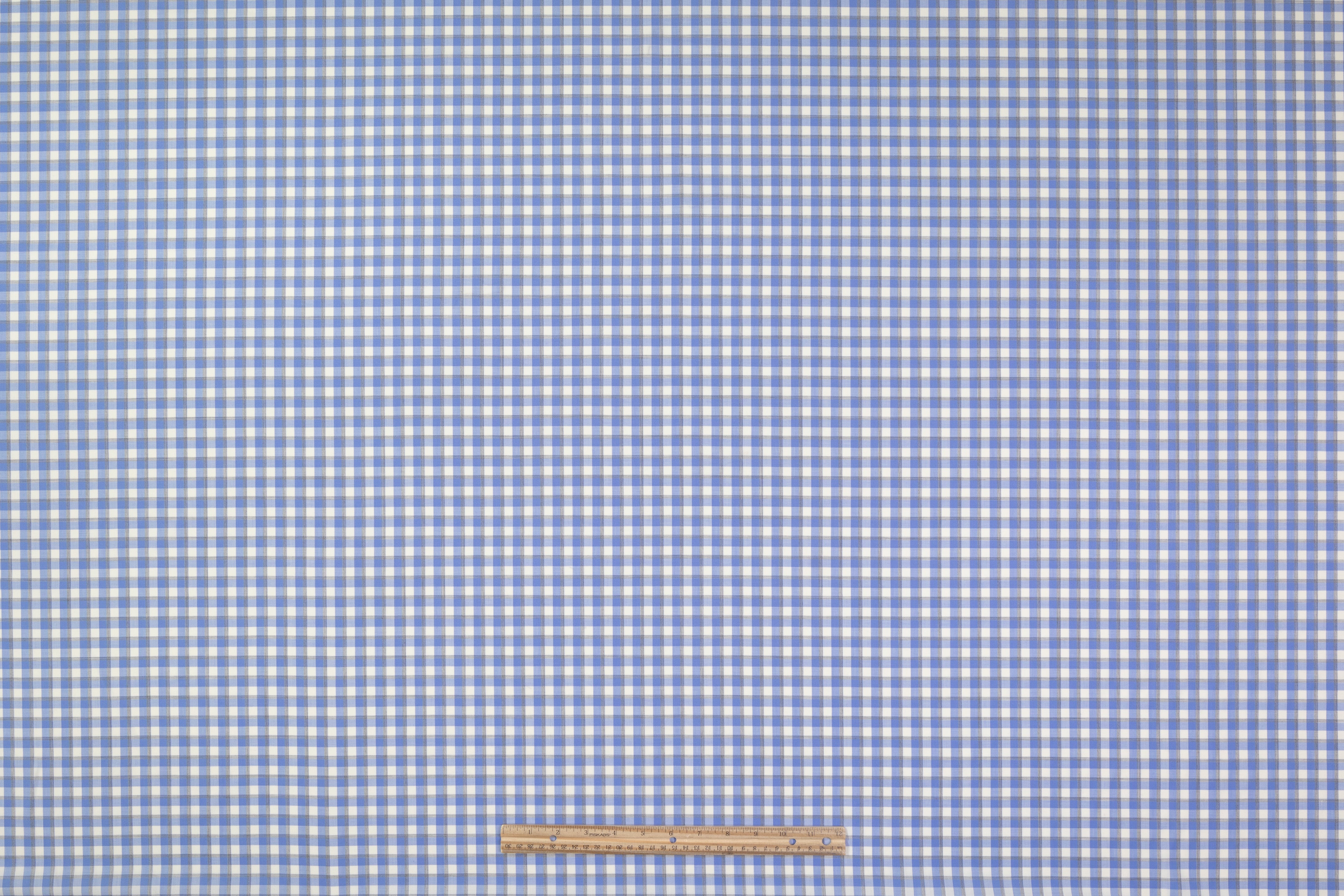 Checked Italian Wool Suiting - Blue / Off White
