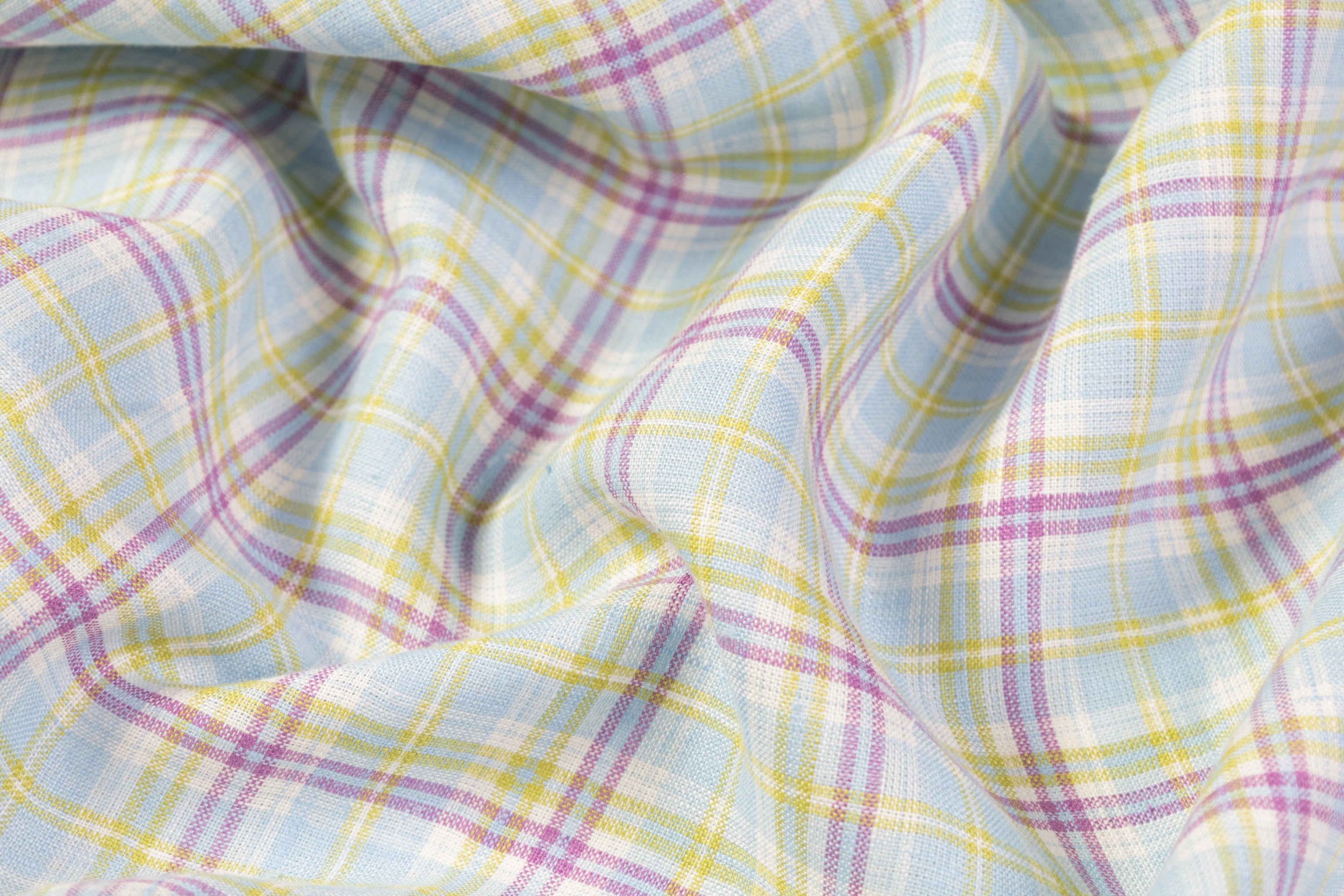 Plaid Italian Linen - Blue / Purple / Green