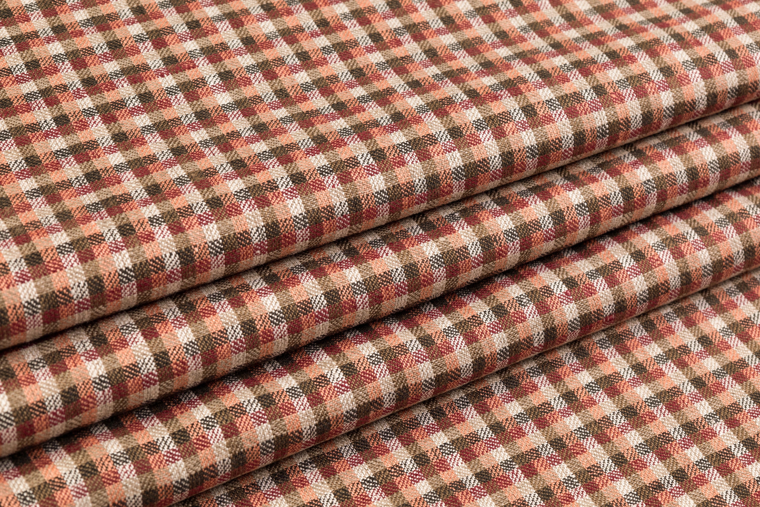 Checked Italian Linen - Terracotta / Olive / Maroon