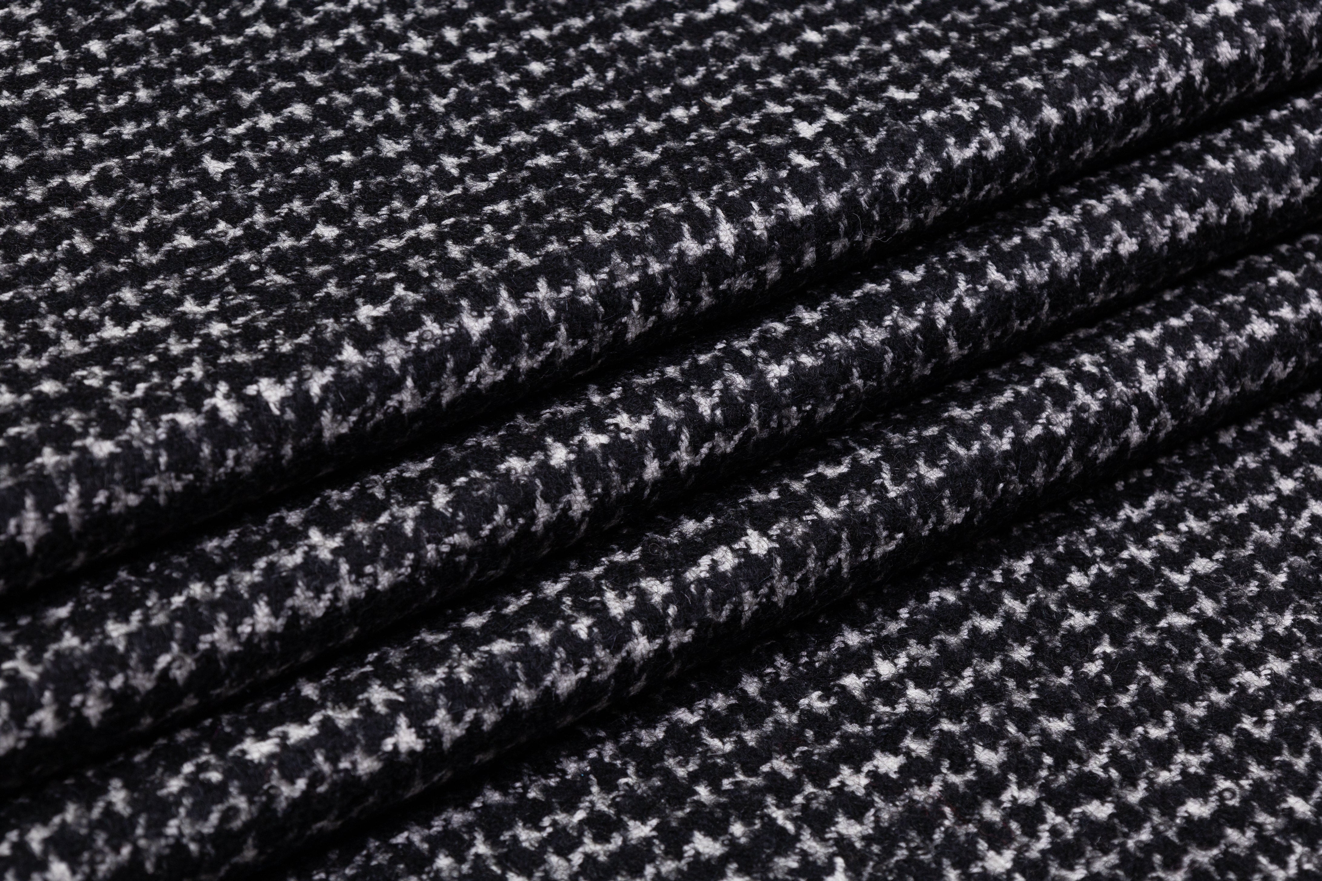 Houndstooth Italian Wool Suiting - Black / White