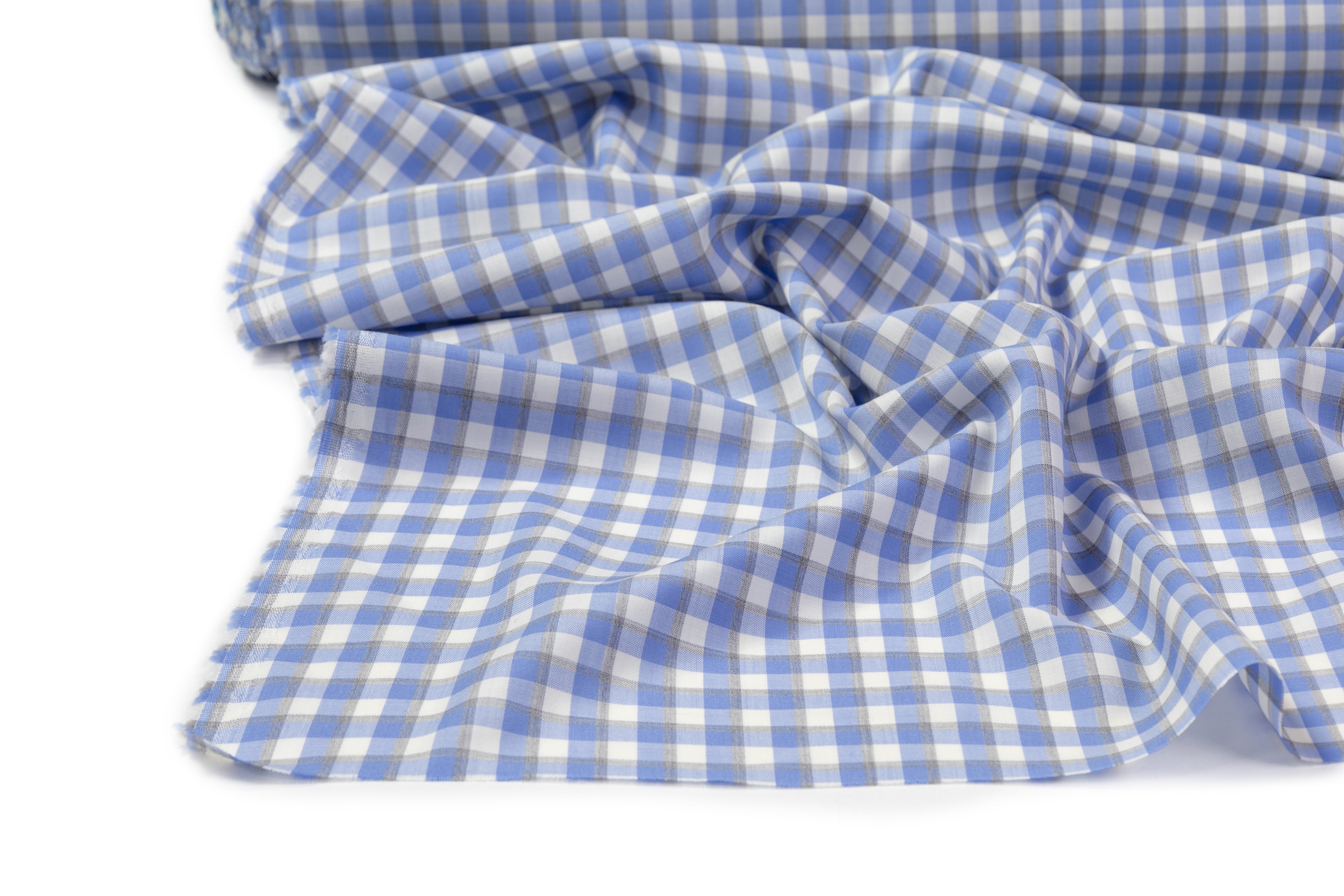 Checked Italian Wool Suiting - Blue / Off White
