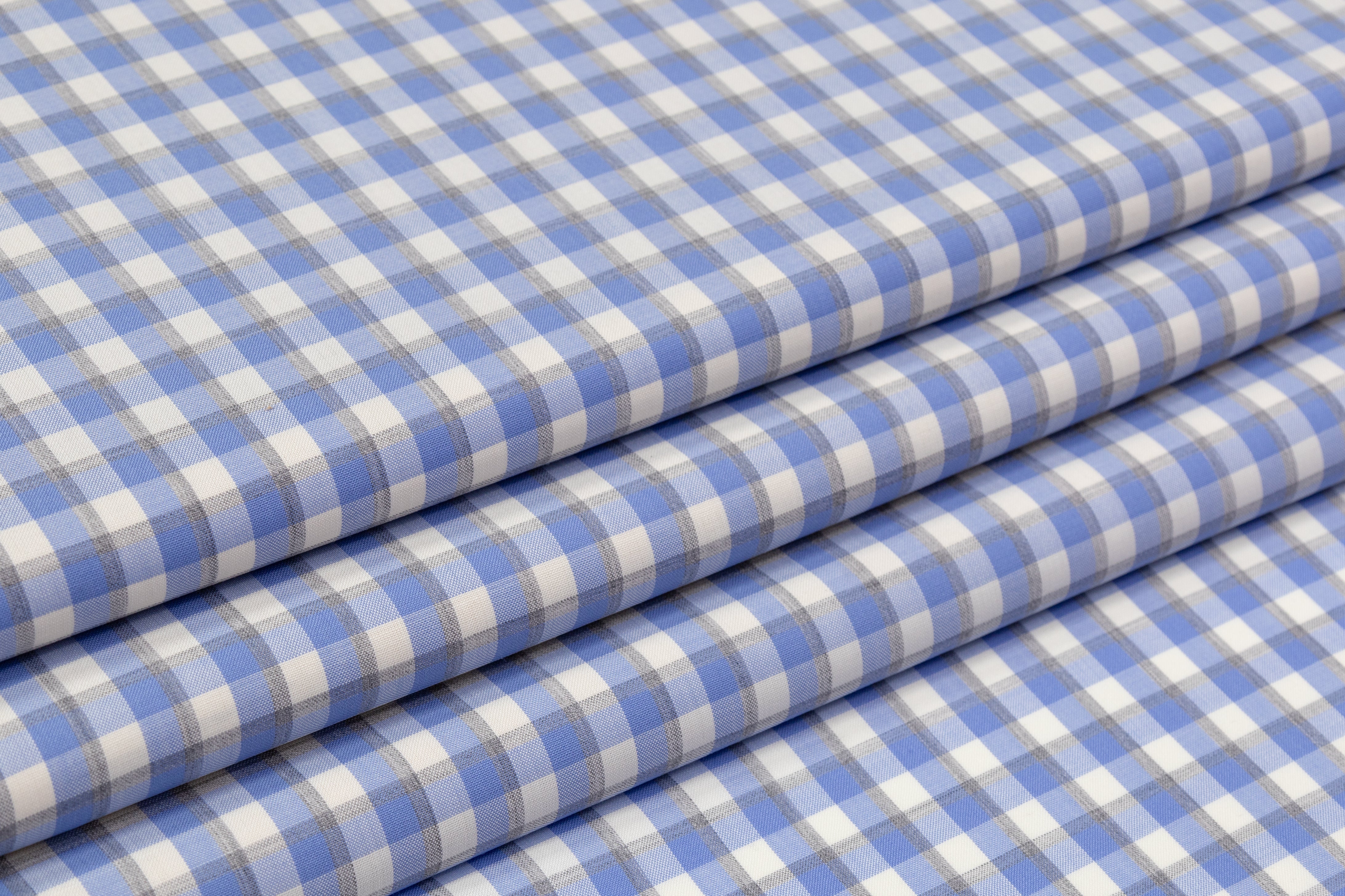 Checked Italian Wool Suiting - Blue / Off White