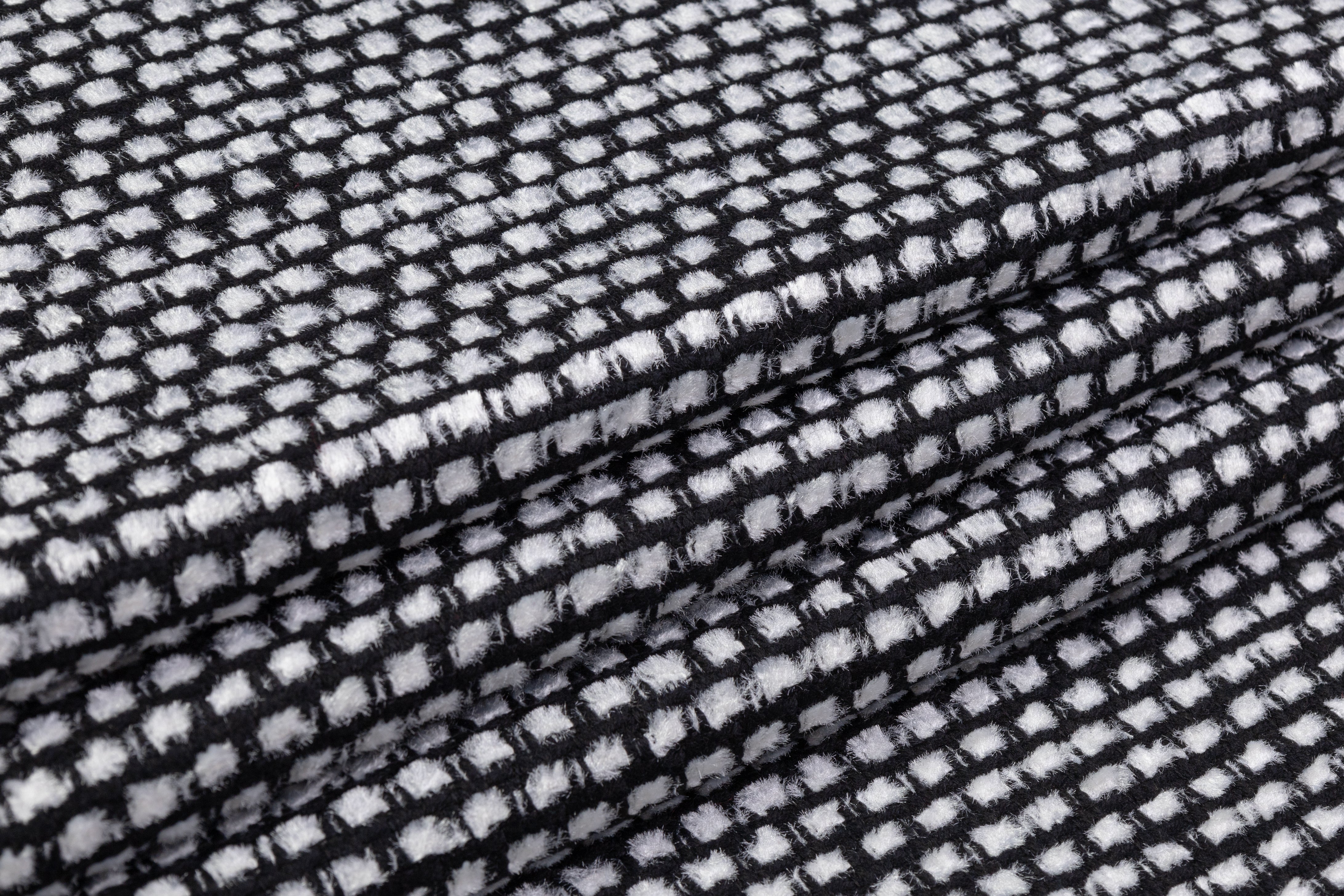 Valentino - Italian Wool Cotton Blend Tweed - Black / White