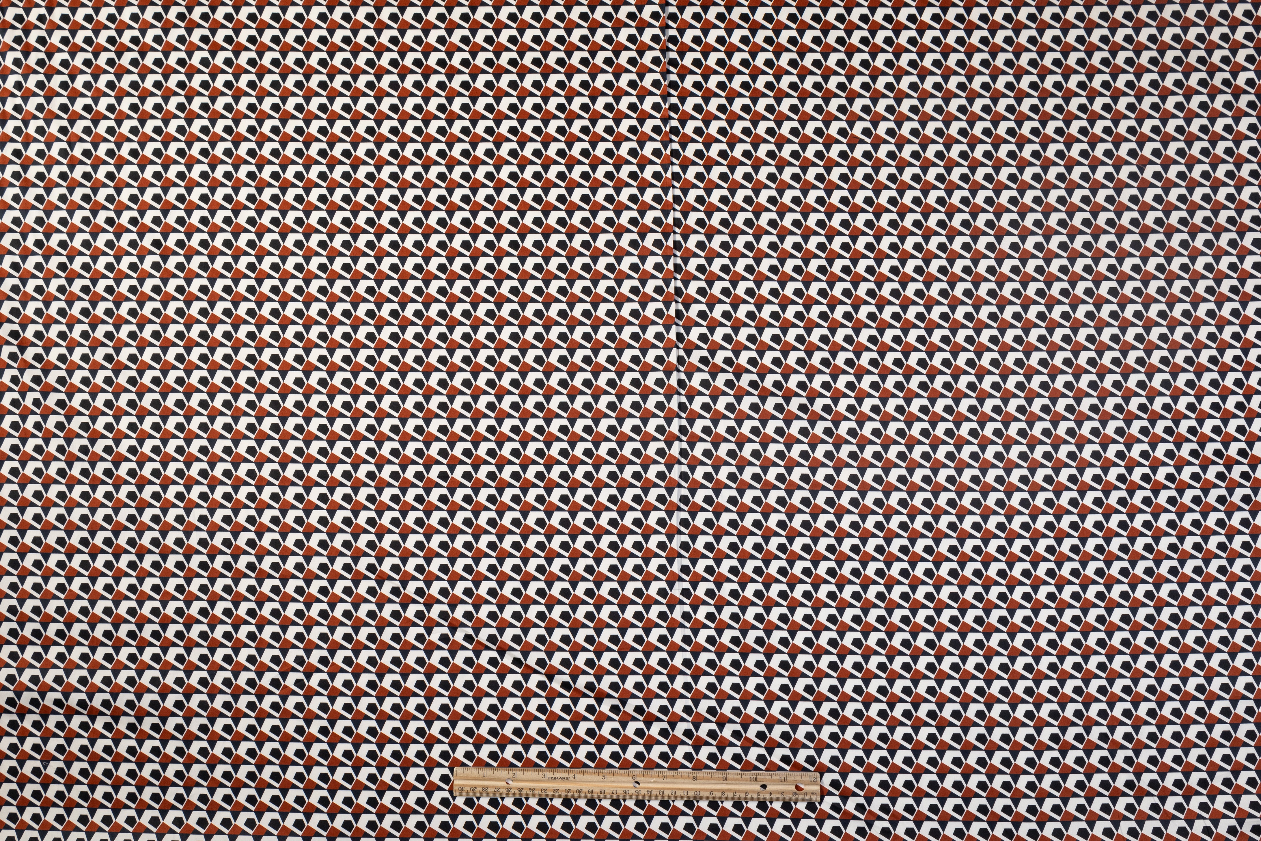 Geometric Cotton Sateen - Navy / Rust / Black / White