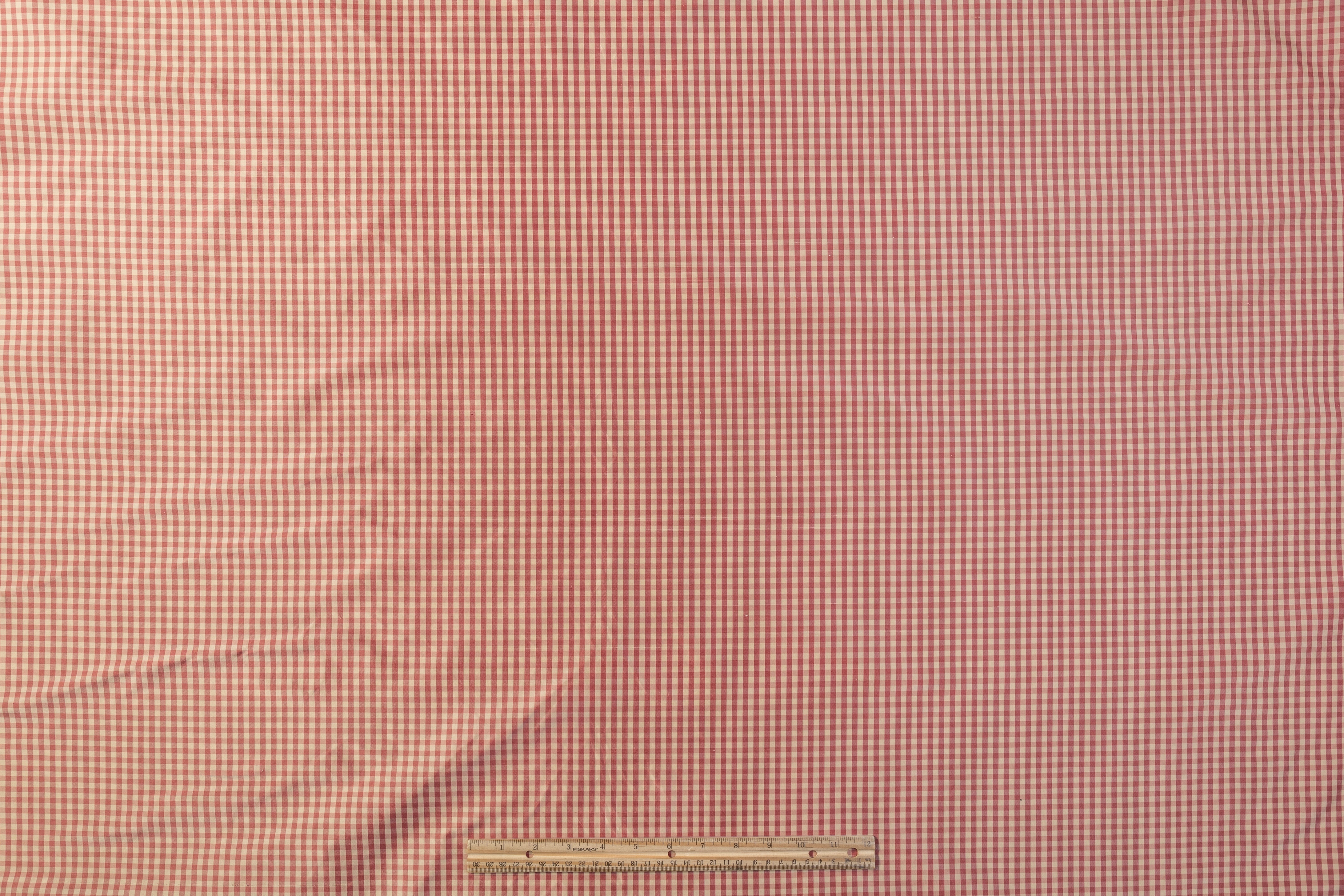Gingham Check Silk Taffeta - Beige / Rose