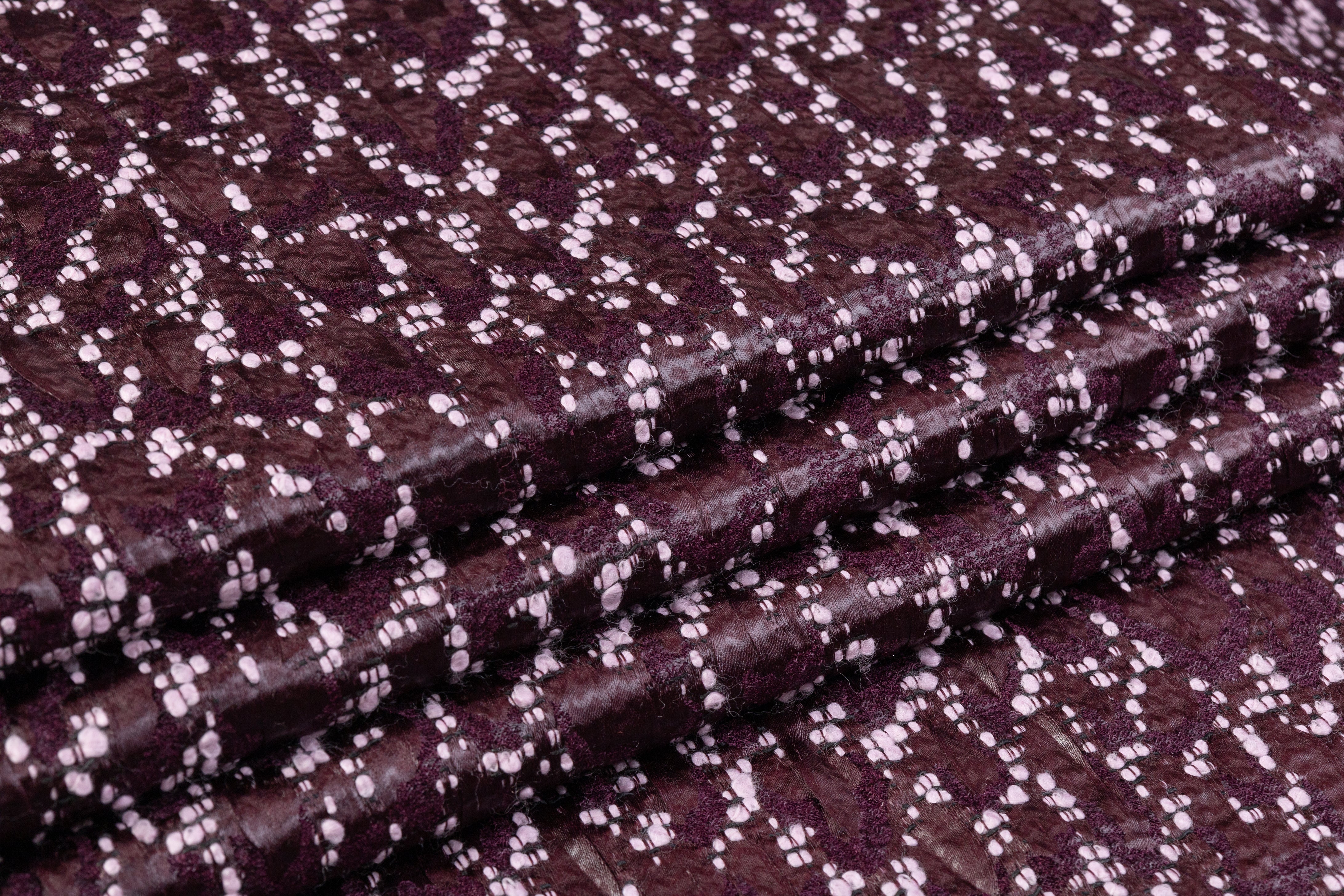 Double Faced Novelty Italian Wool Blend Tweed - Burgundy / Pink