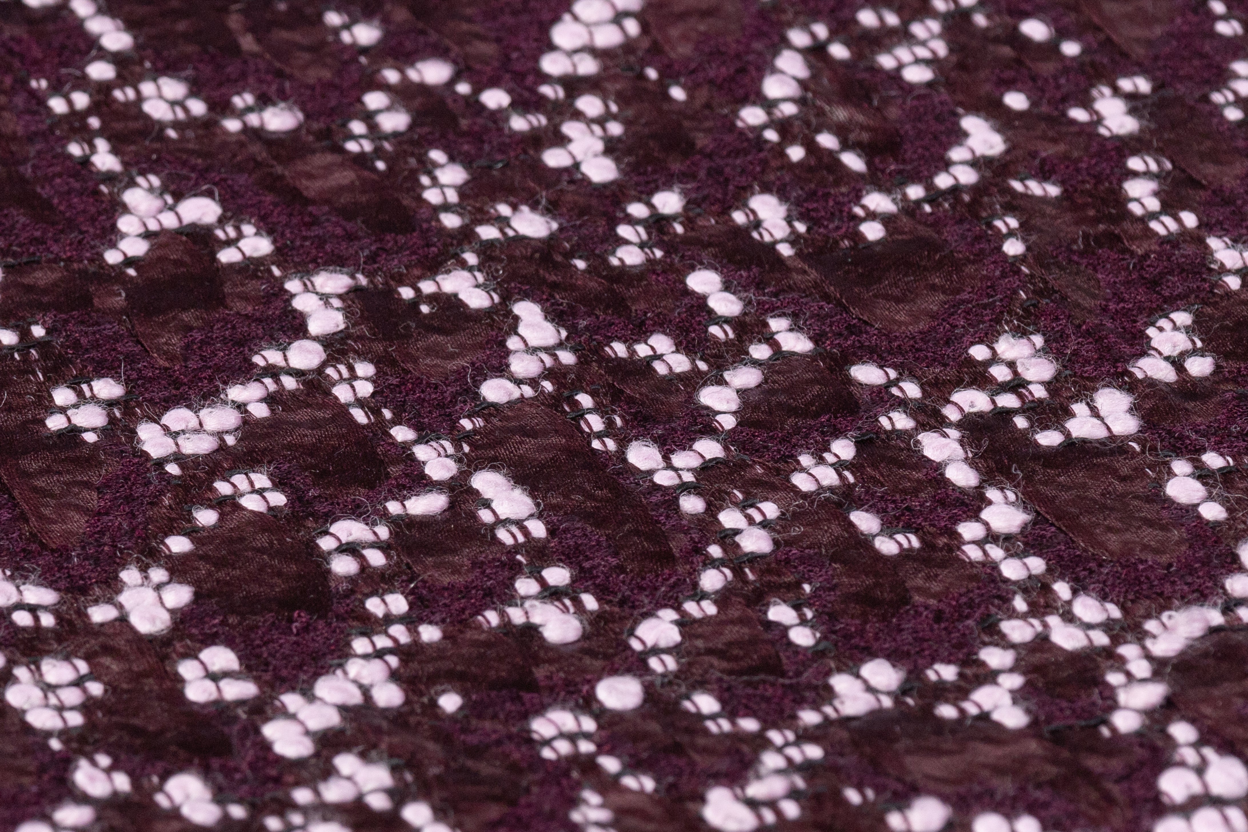 Double Faced Novelty Italian Wool Blend Tweed - Burgundy / Pink