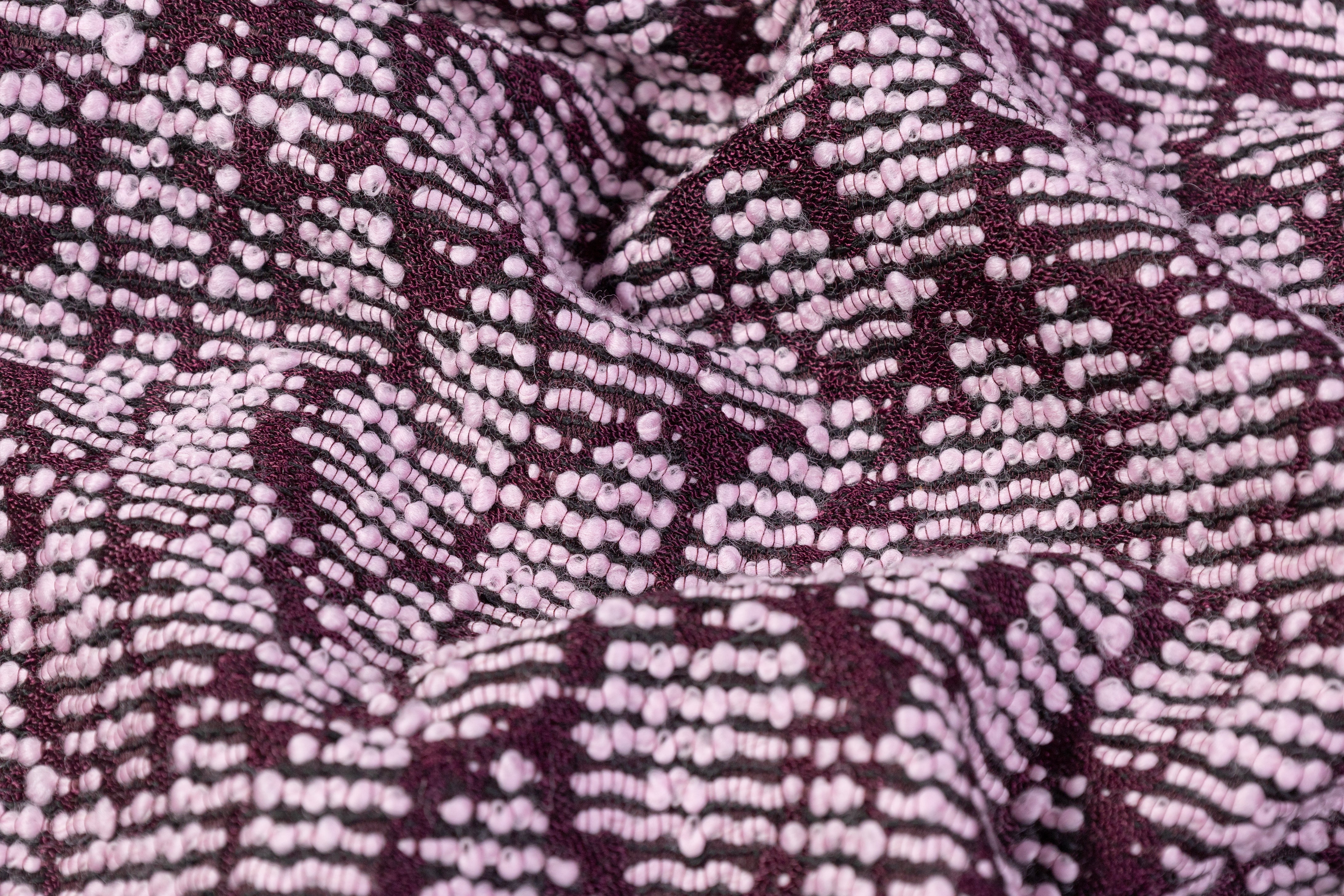 Double Faced Novelty Italian Wool Blend Tweed - Burgundy / Pink
