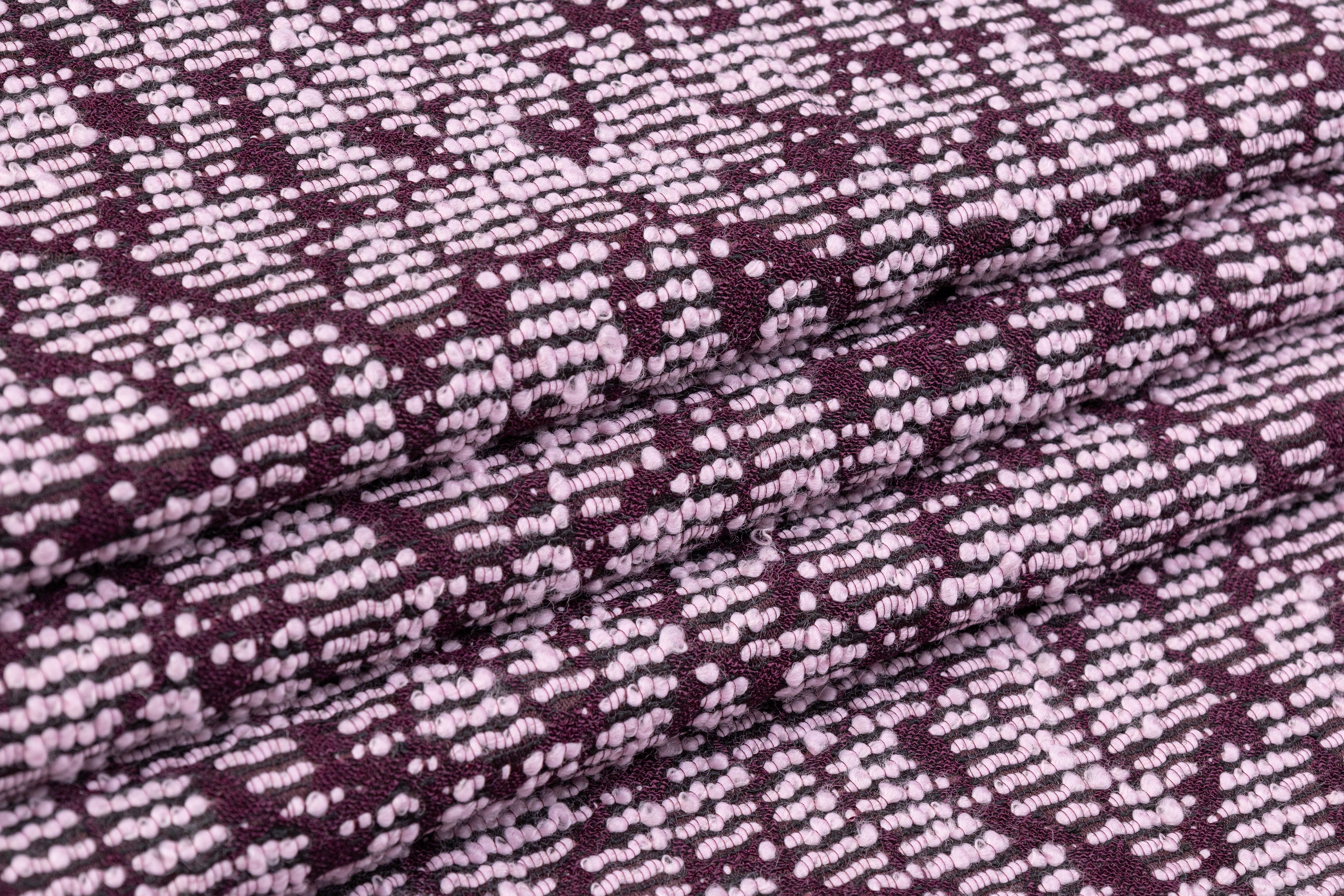 Double Faced Novelty Italian Wool Blend Tweed - Burgundy / Pink