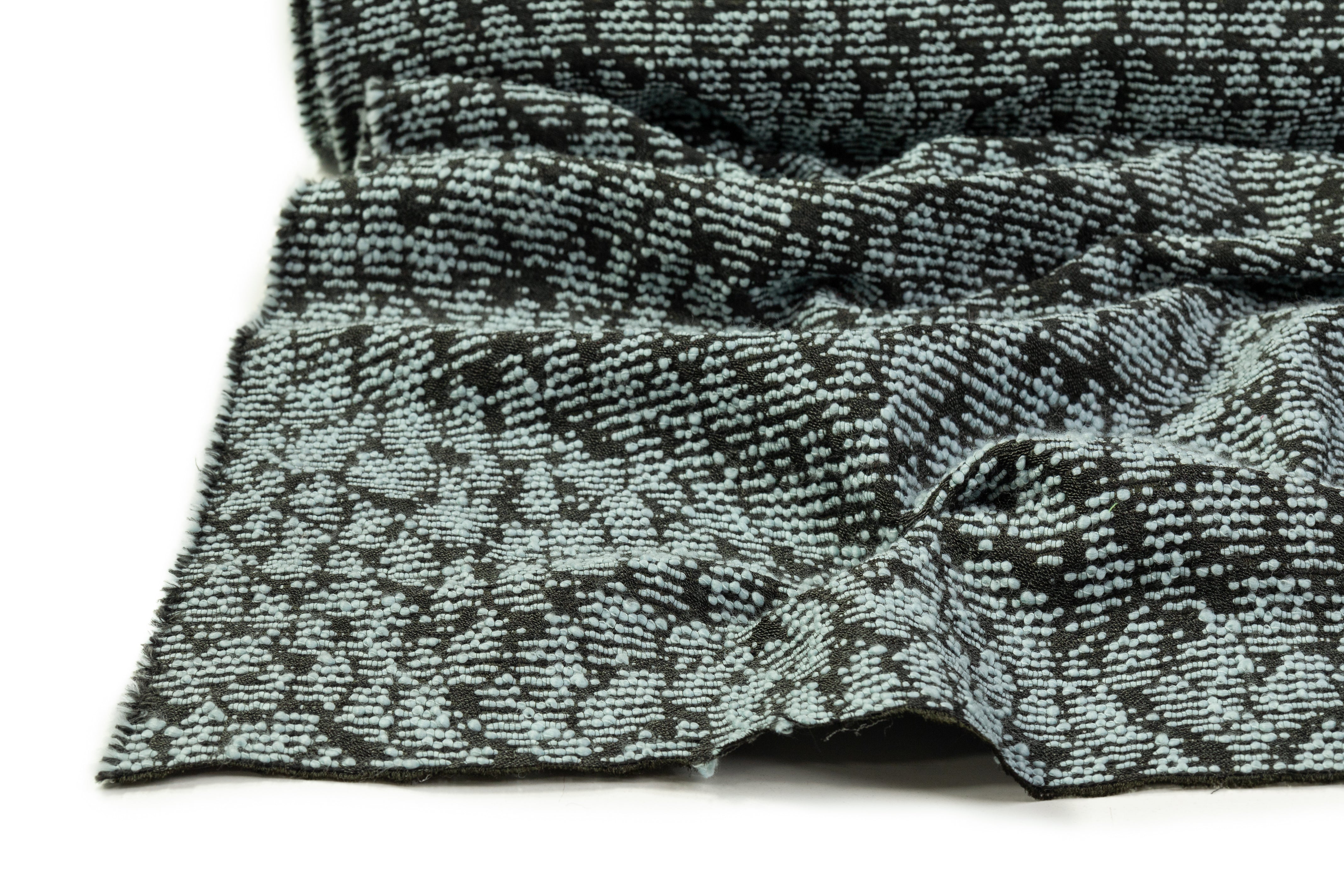 Double Faced Novelty Italian Wool Blend Tweed - Blue / Dark Green