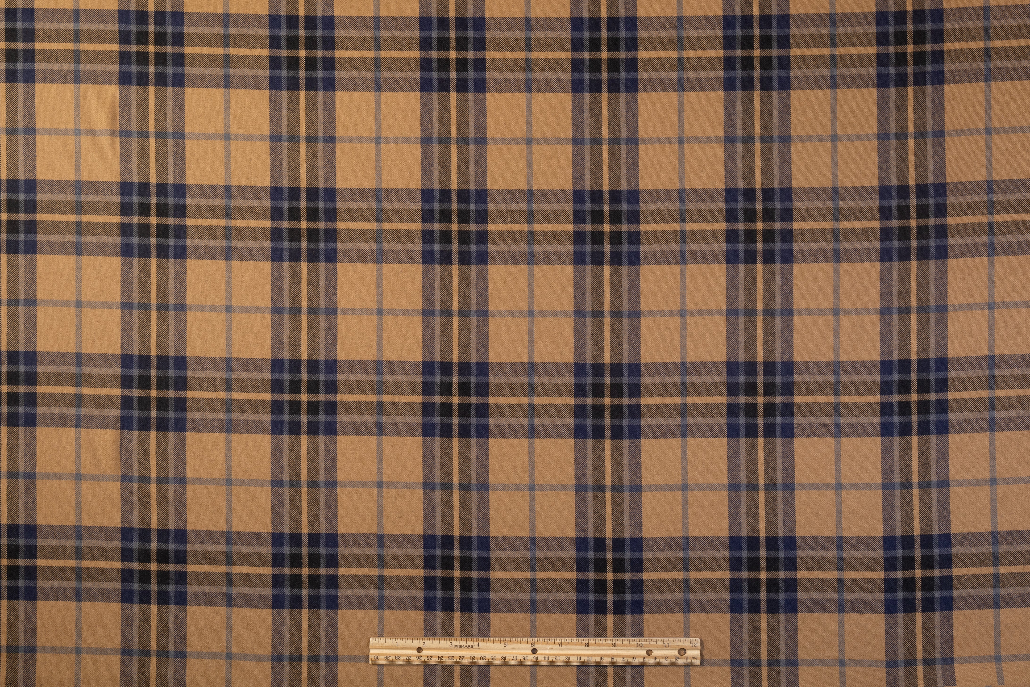 Plaid Italian Wool Suiting - Navy / Brown