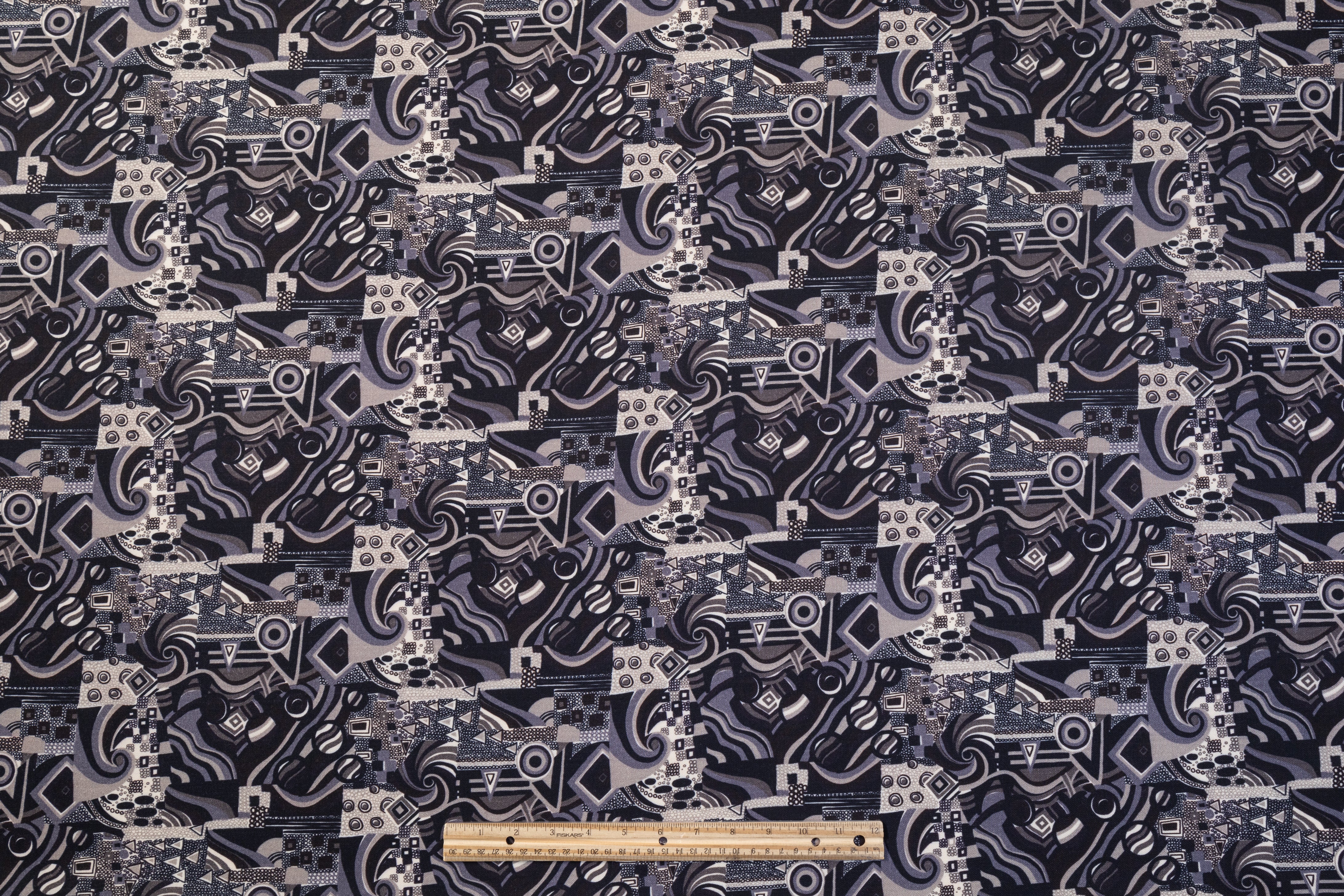 Abstract Printed Italian Wool Suiting - Gray