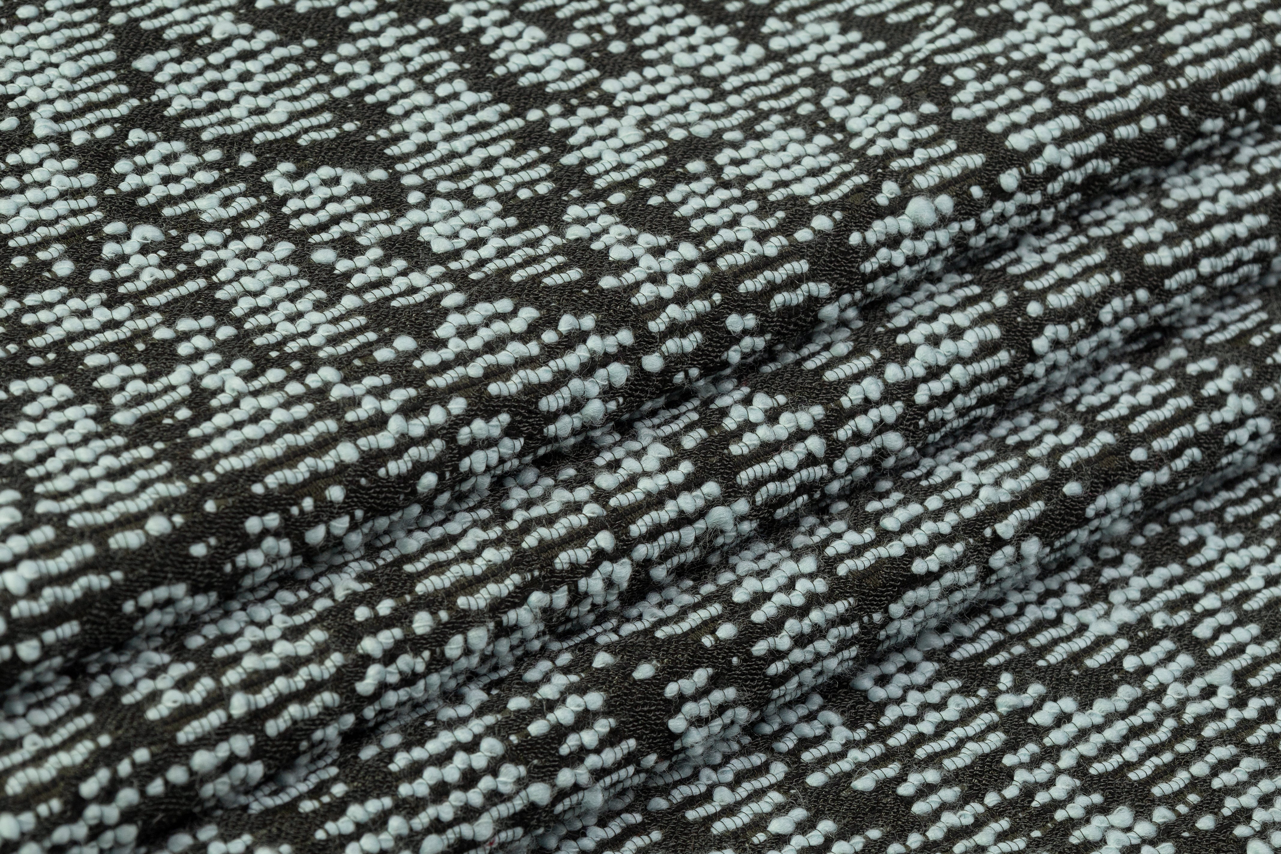 Double Faced Novelty Italian Wool Blend Tweed - Blue / Dark Green