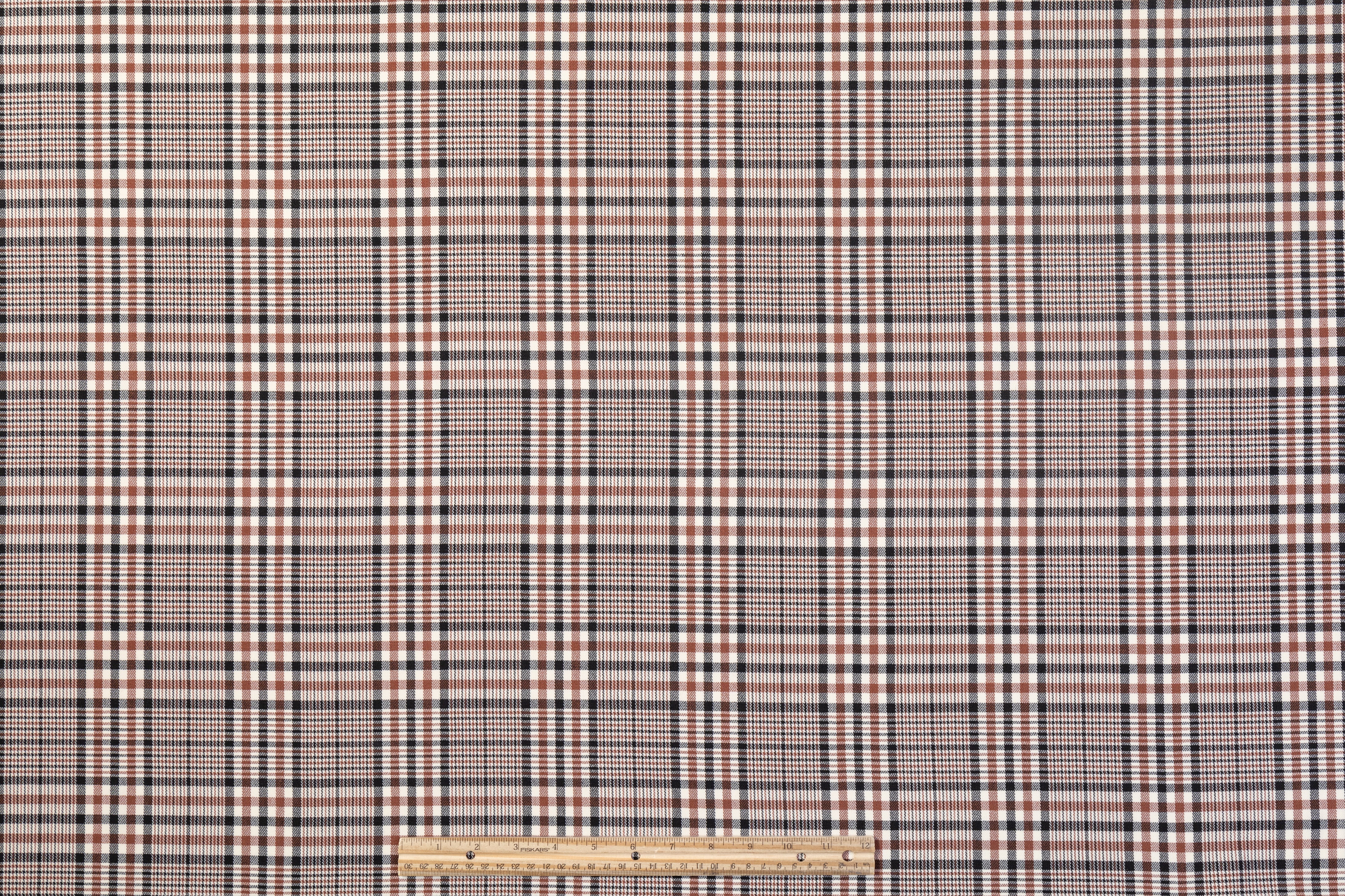 Glen Check Italian Wool Suiting - Brown / Black / White