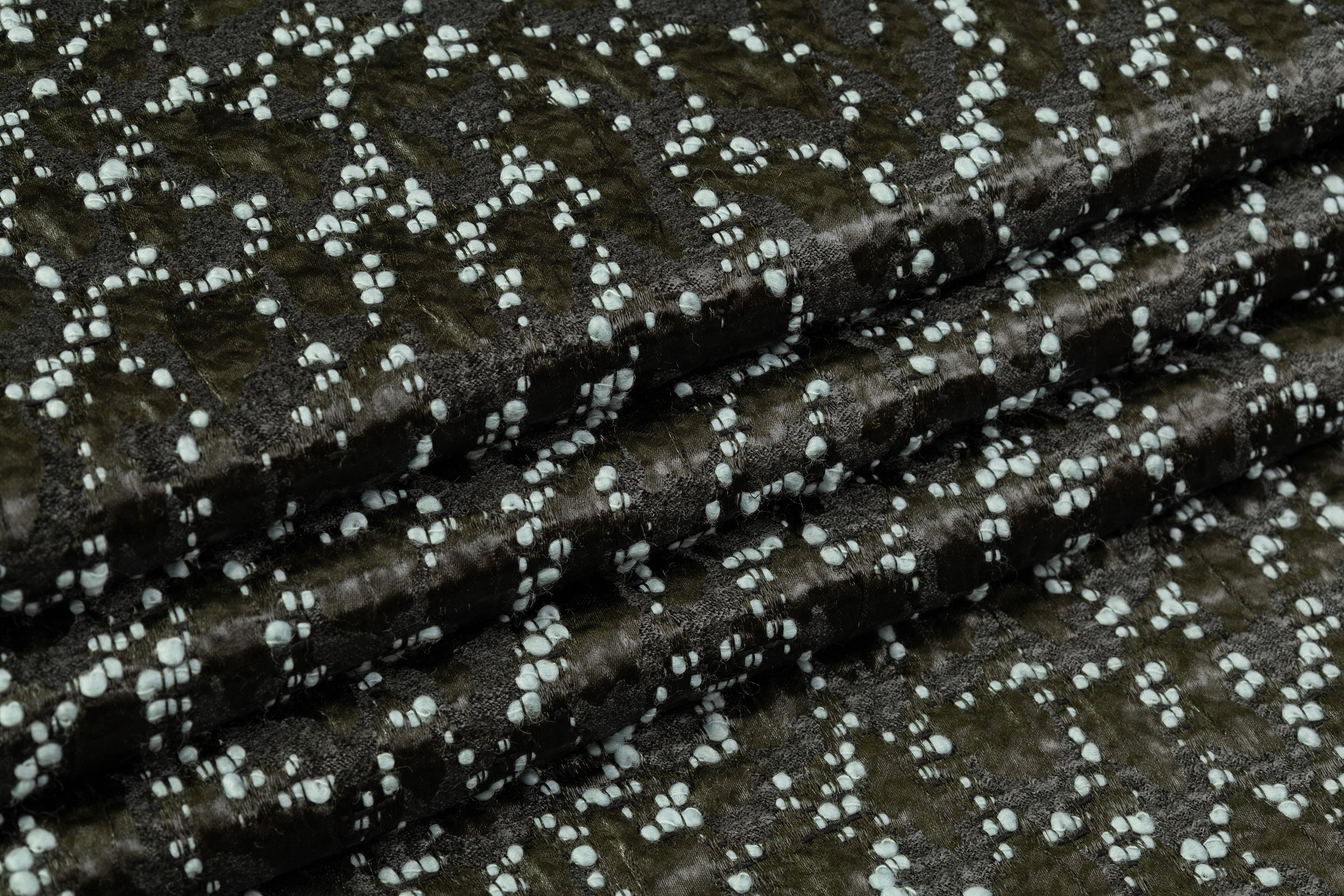 Double Faced Novelty Italian Wool Blend Tweed - Blue / Dark Green