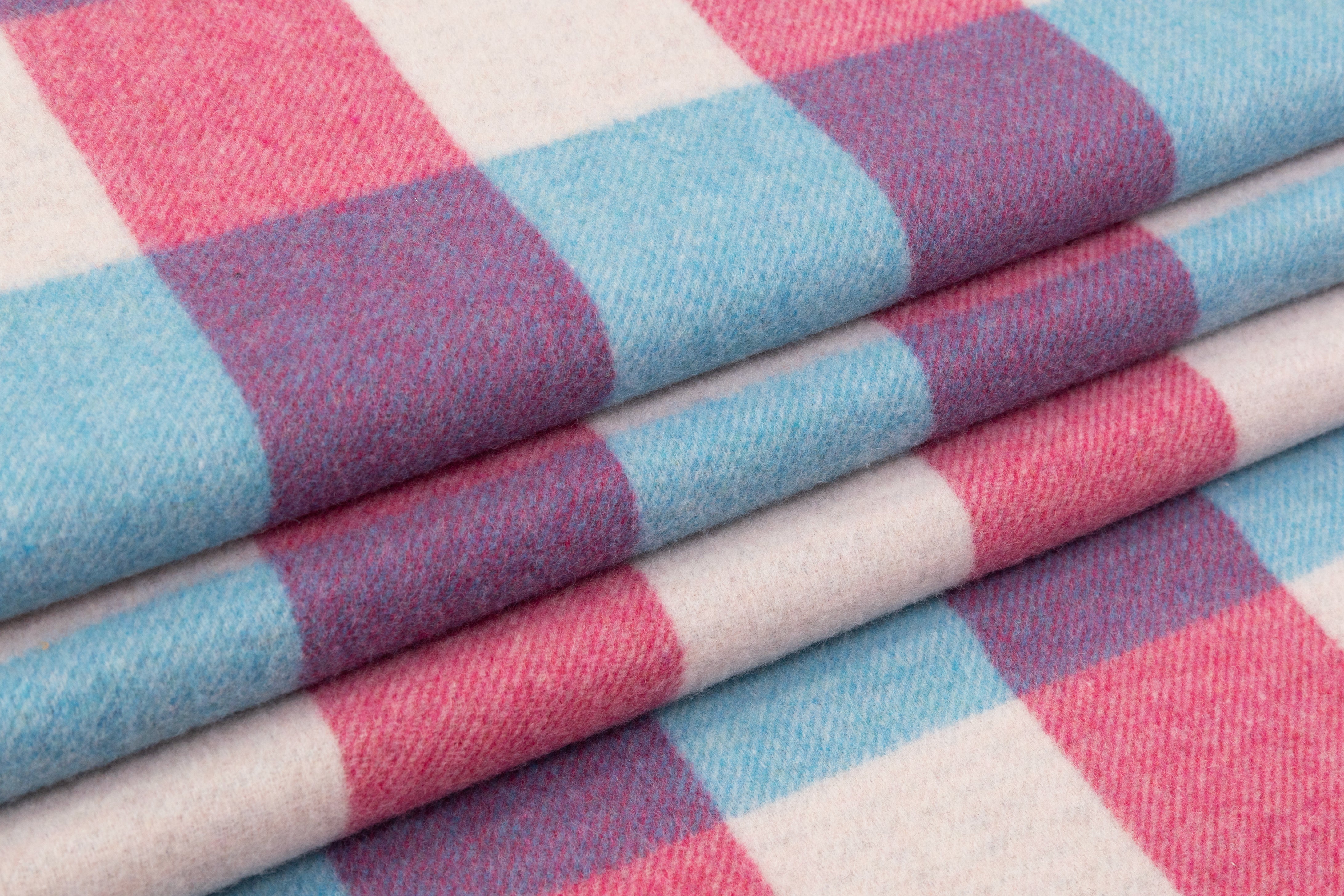 Double Faced Italian Wool Nylon Coating - Pink / Blue / white