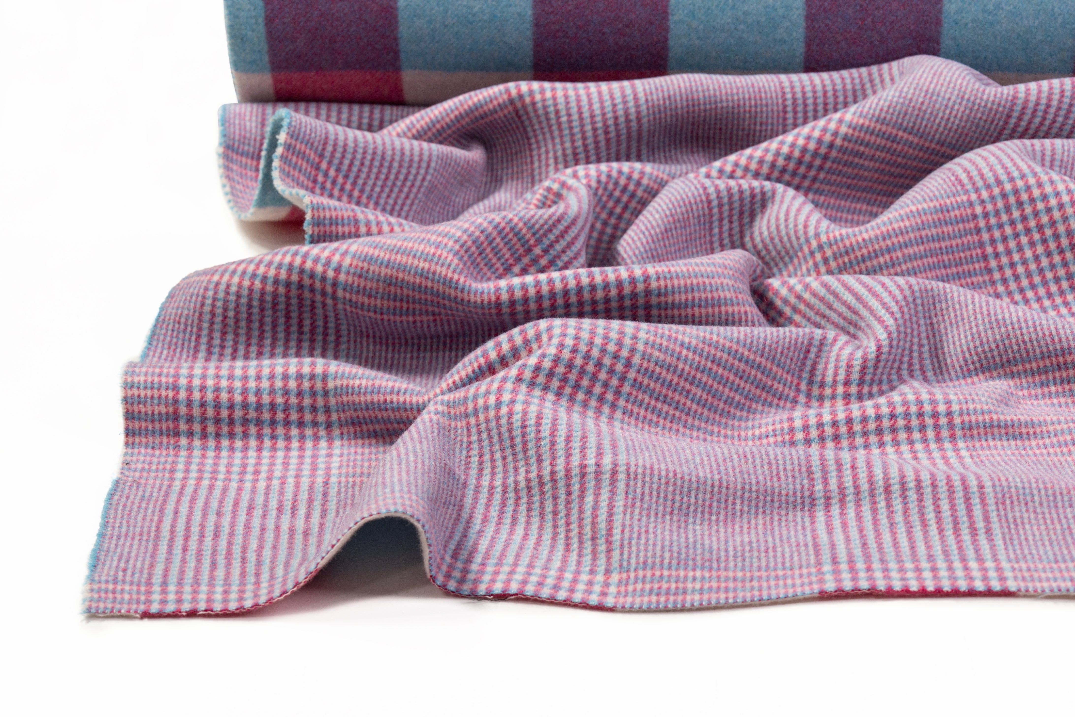 Double Faced Italian Wool Nylon Coating - Pink / Blue / white