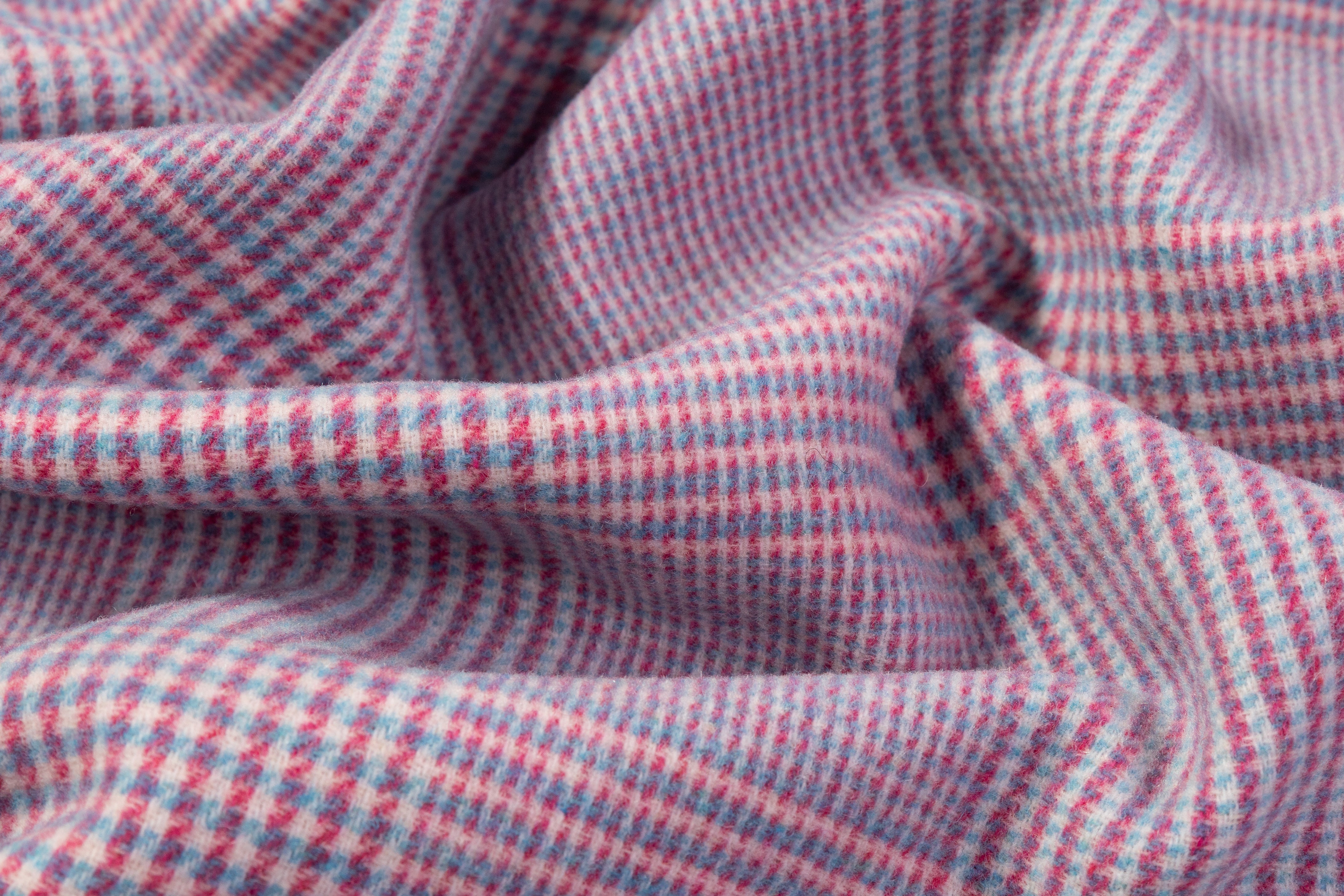 Double Faced Italian Wool Nylon Coating - Pink / Blue / white