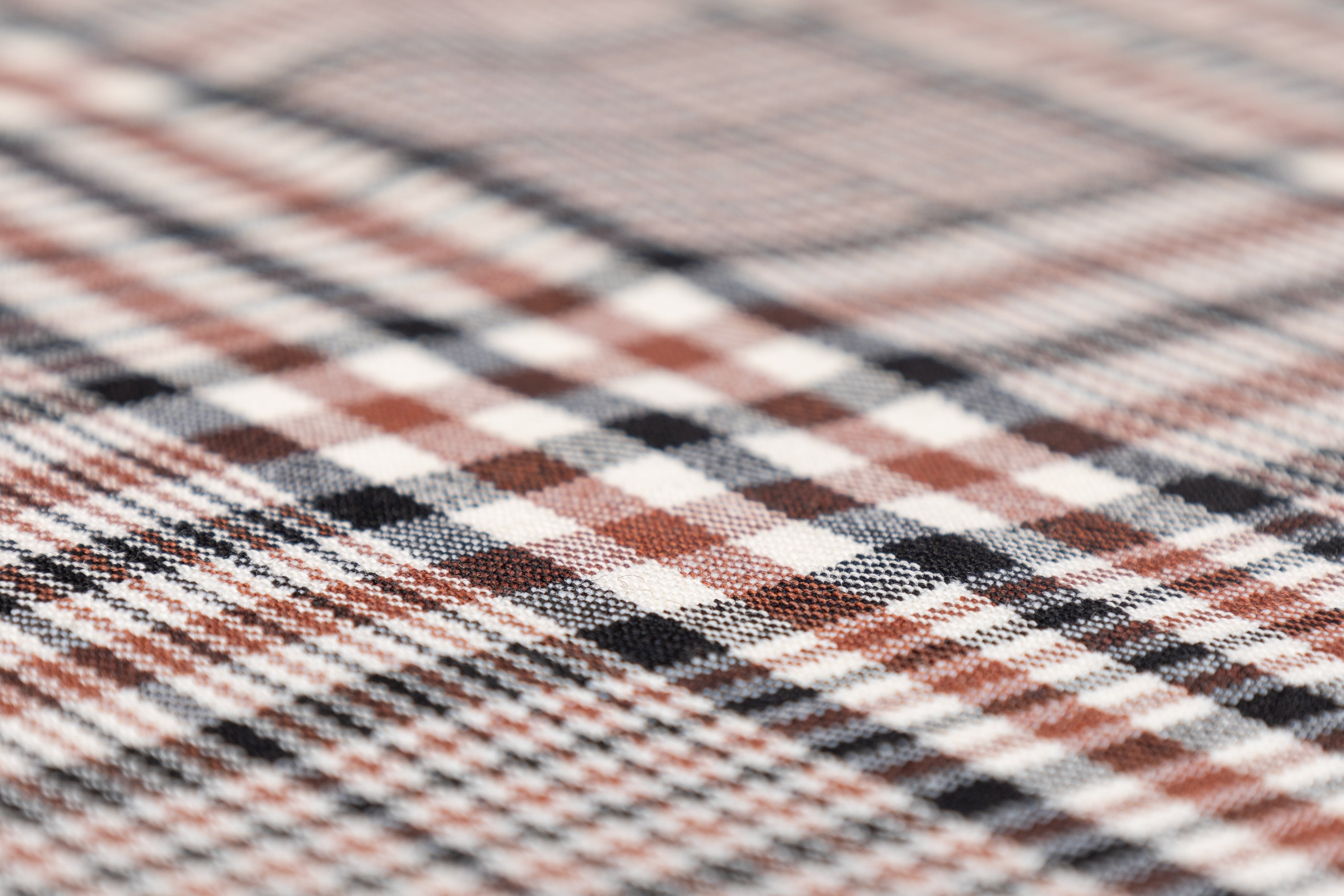 Glen Check Italian Wool Suiting - Brown / Black / White