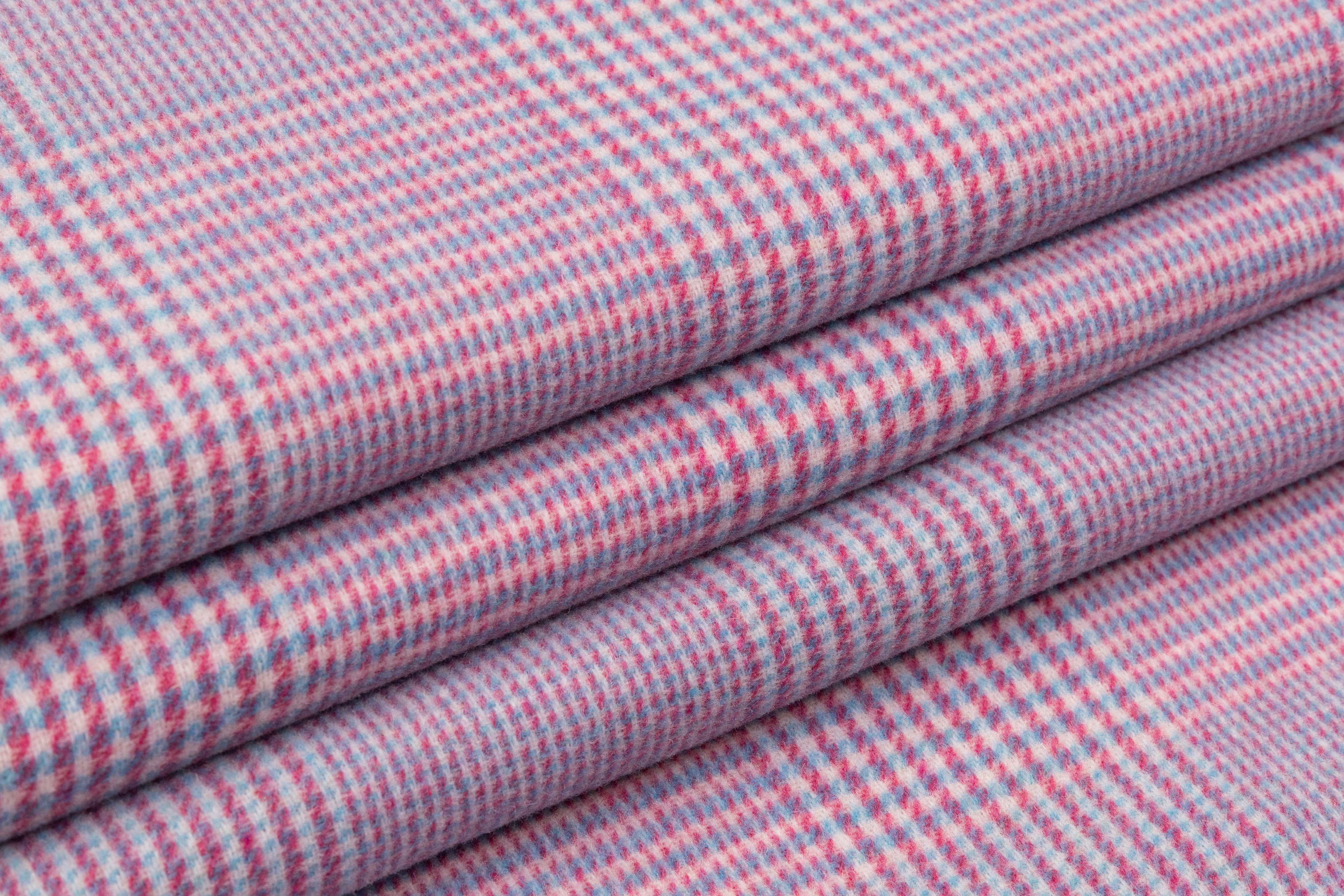 Double Faced Italian Wool Nylon Coating - Pink / Blue / white