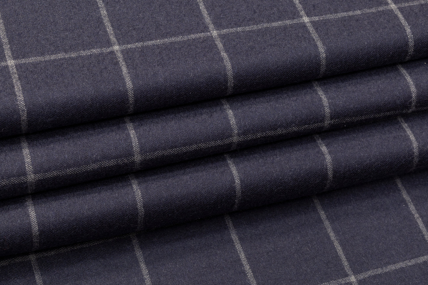 Windowpane Italian Wool Suiting - Dark Navy